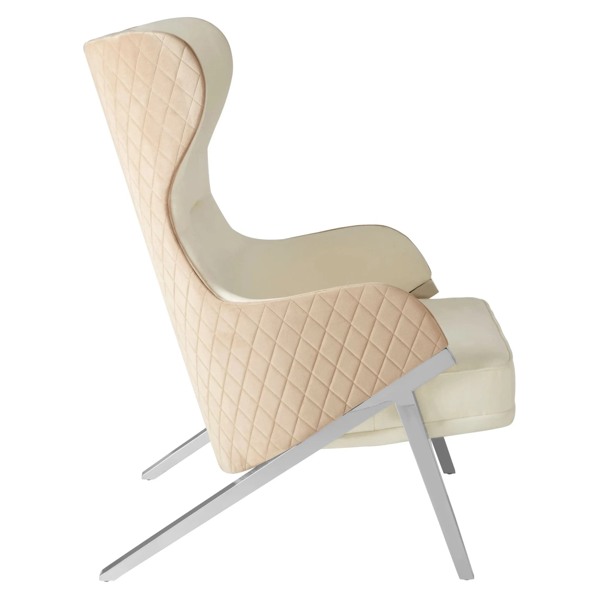 Piermount Ivory and Stone Velvet Wingback Chair - Seating, photo 5 of 8