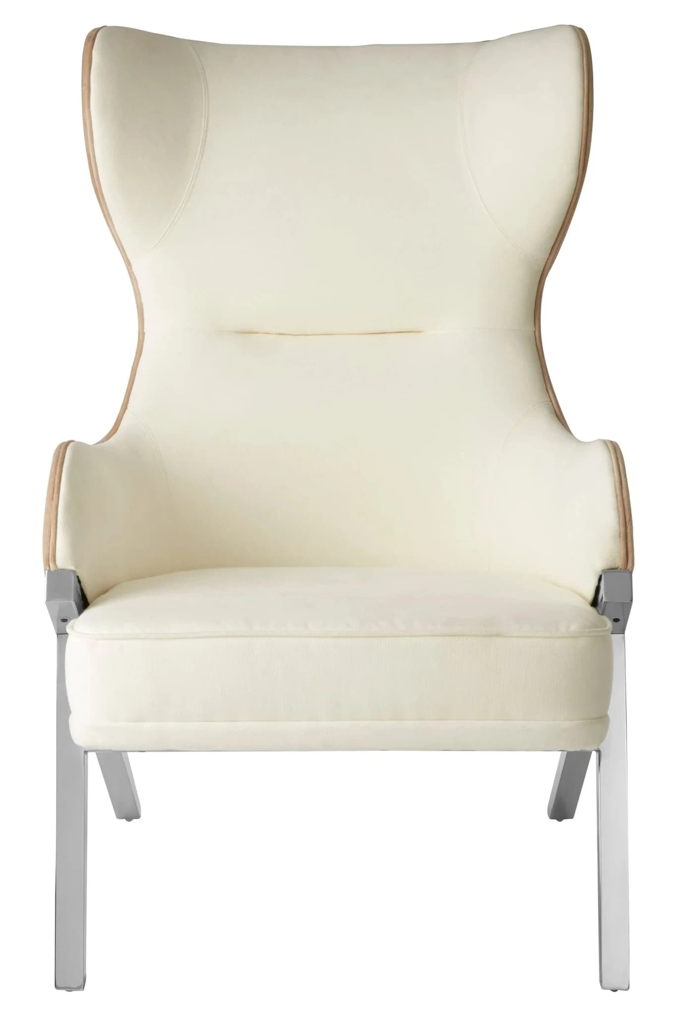 Piermount Ivory and Stone Velvet Wingback Chair - Seating, photo 3 of 8