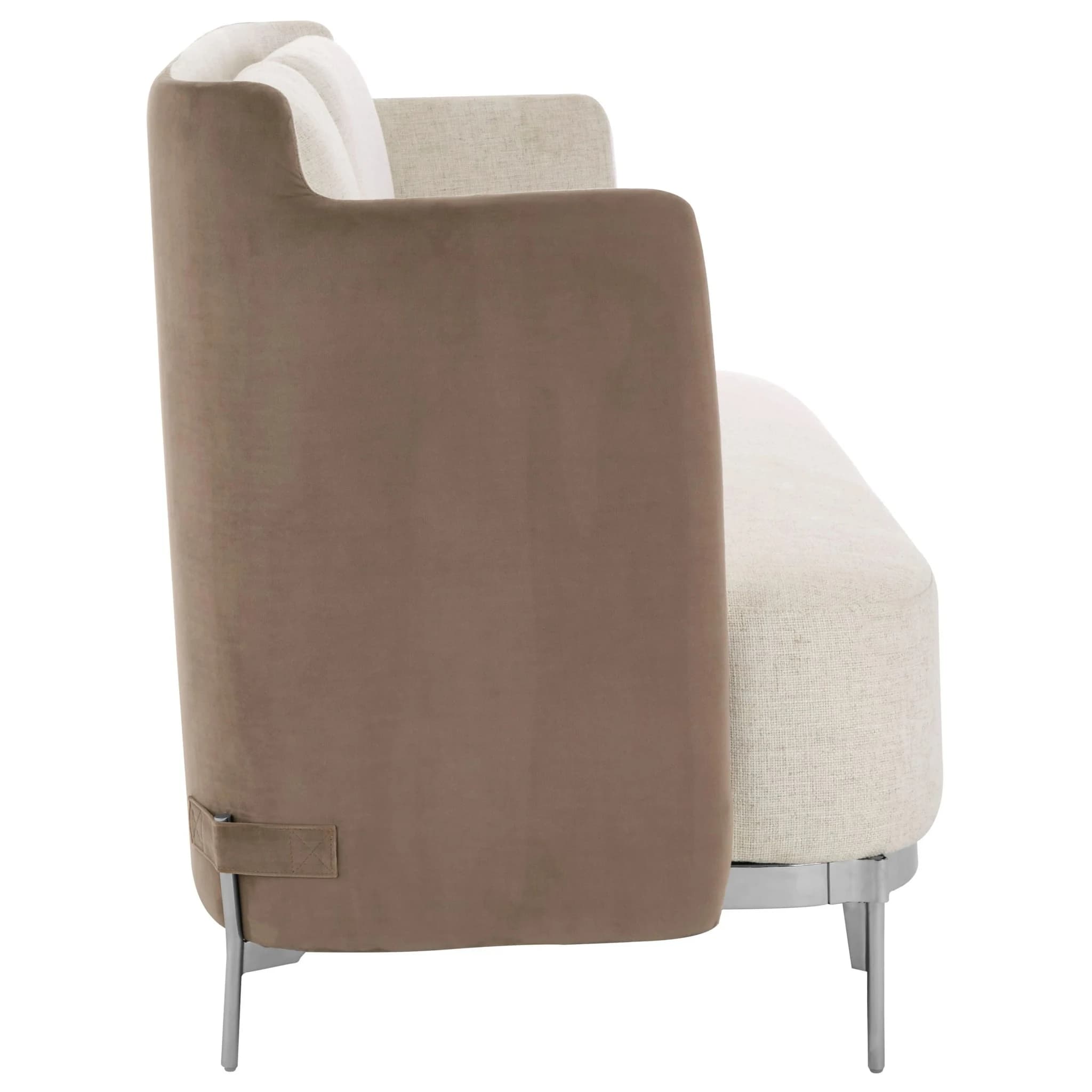 Piermount Ivory Fabric and Mink Velvet 2 Seater Sofa - Seating, photo 6 of 8