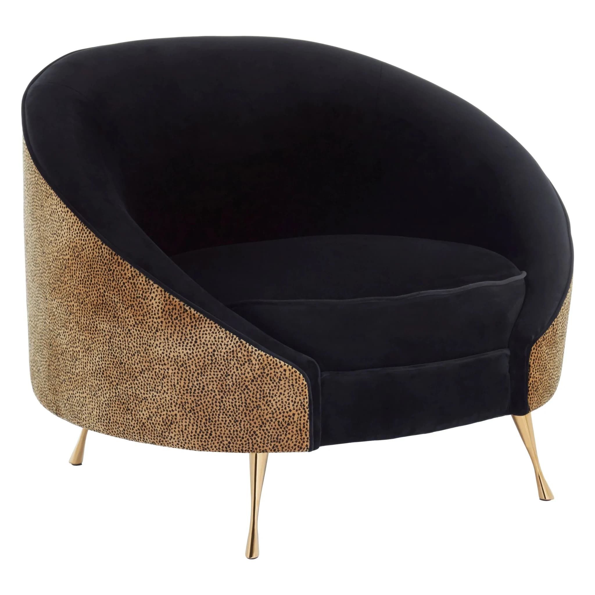 Manhattan Black Velvet and Leopard Print Cocoon Chair - Seating, photo 5 of 7