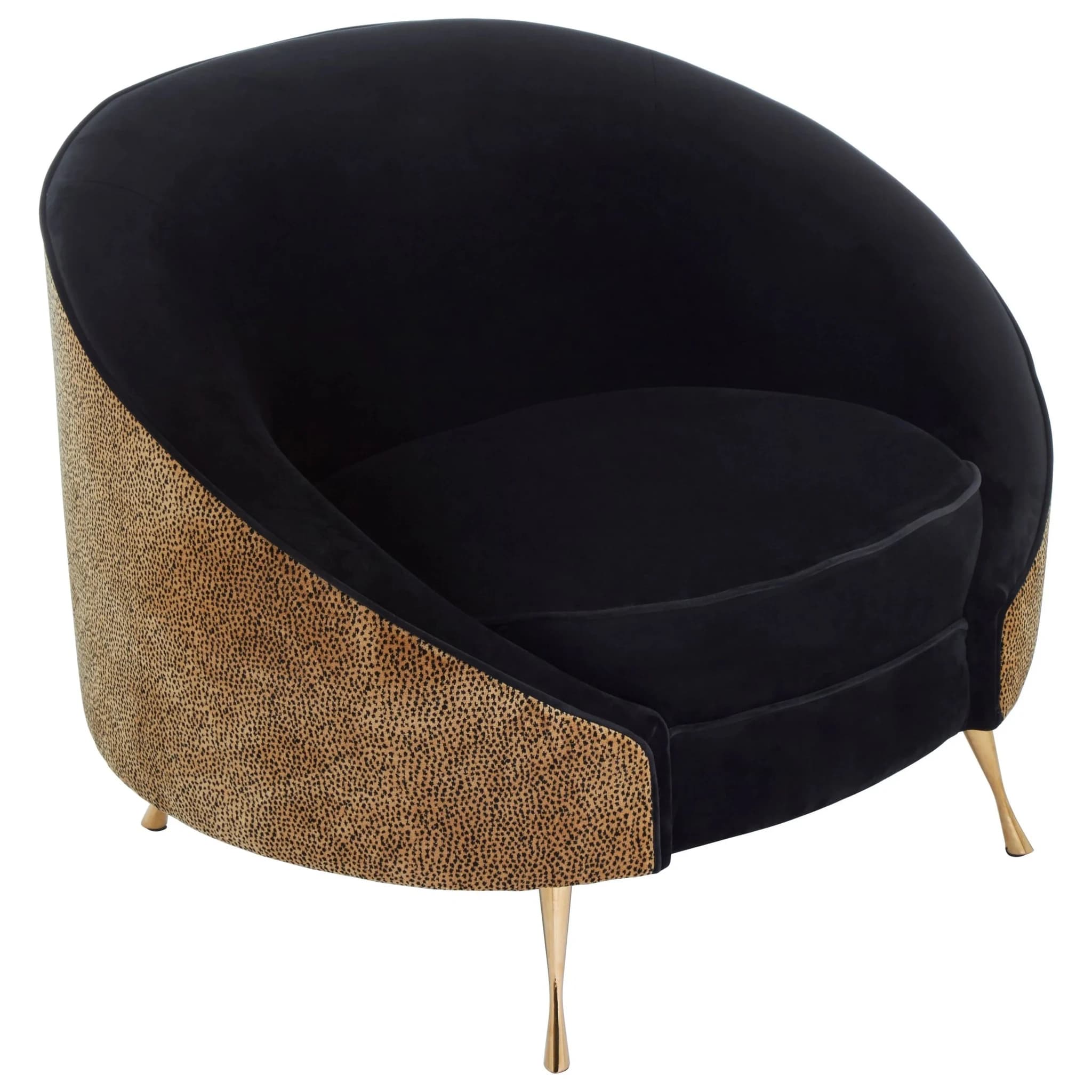 Manhattan Black Velvet and Leopard Print Cocoon Chair - Seating, photo 2 of 7