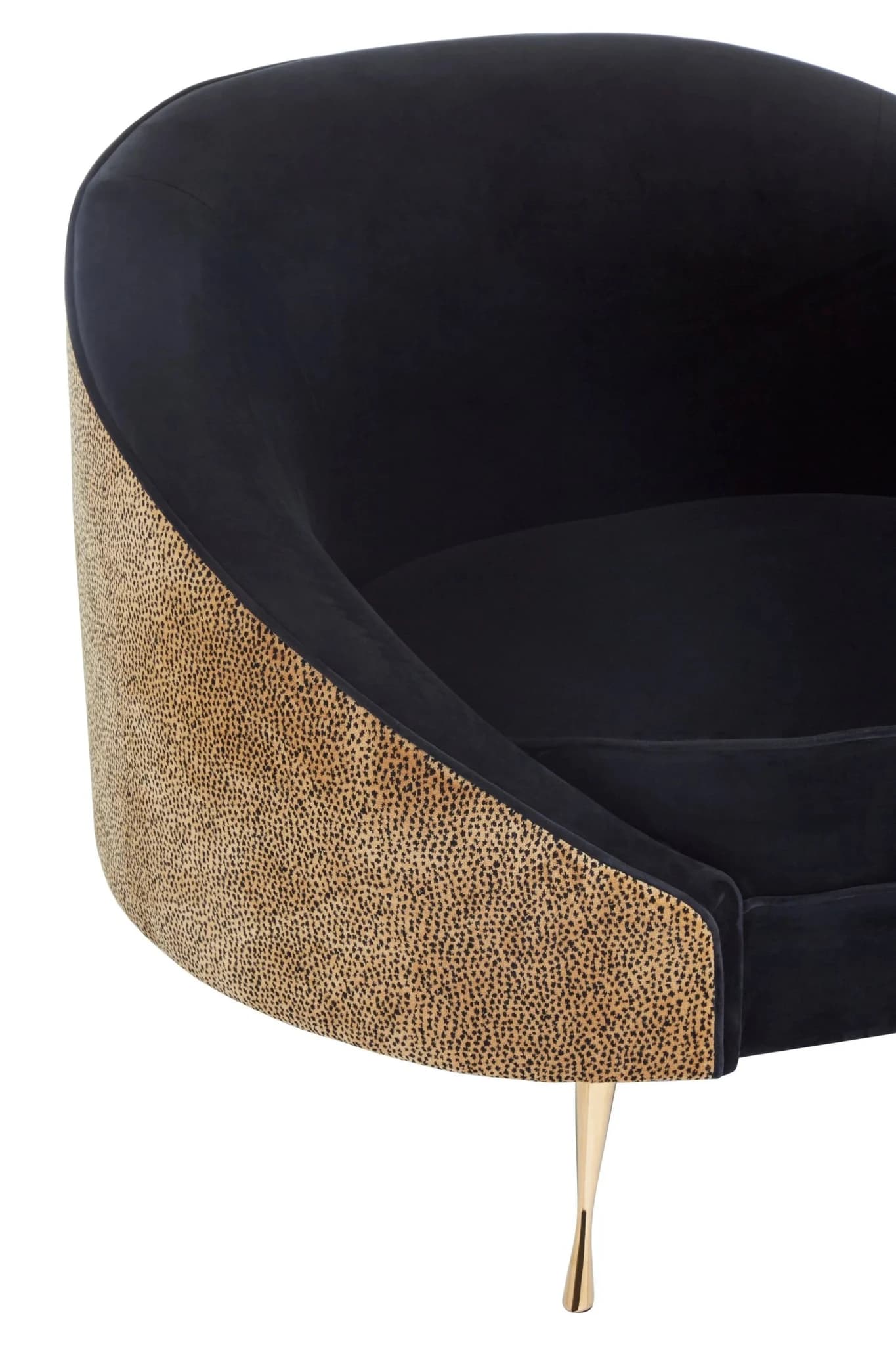 Manhattan Black Velvet and Leopard Print Cocoon Chair - Seating, photo 7 of 7