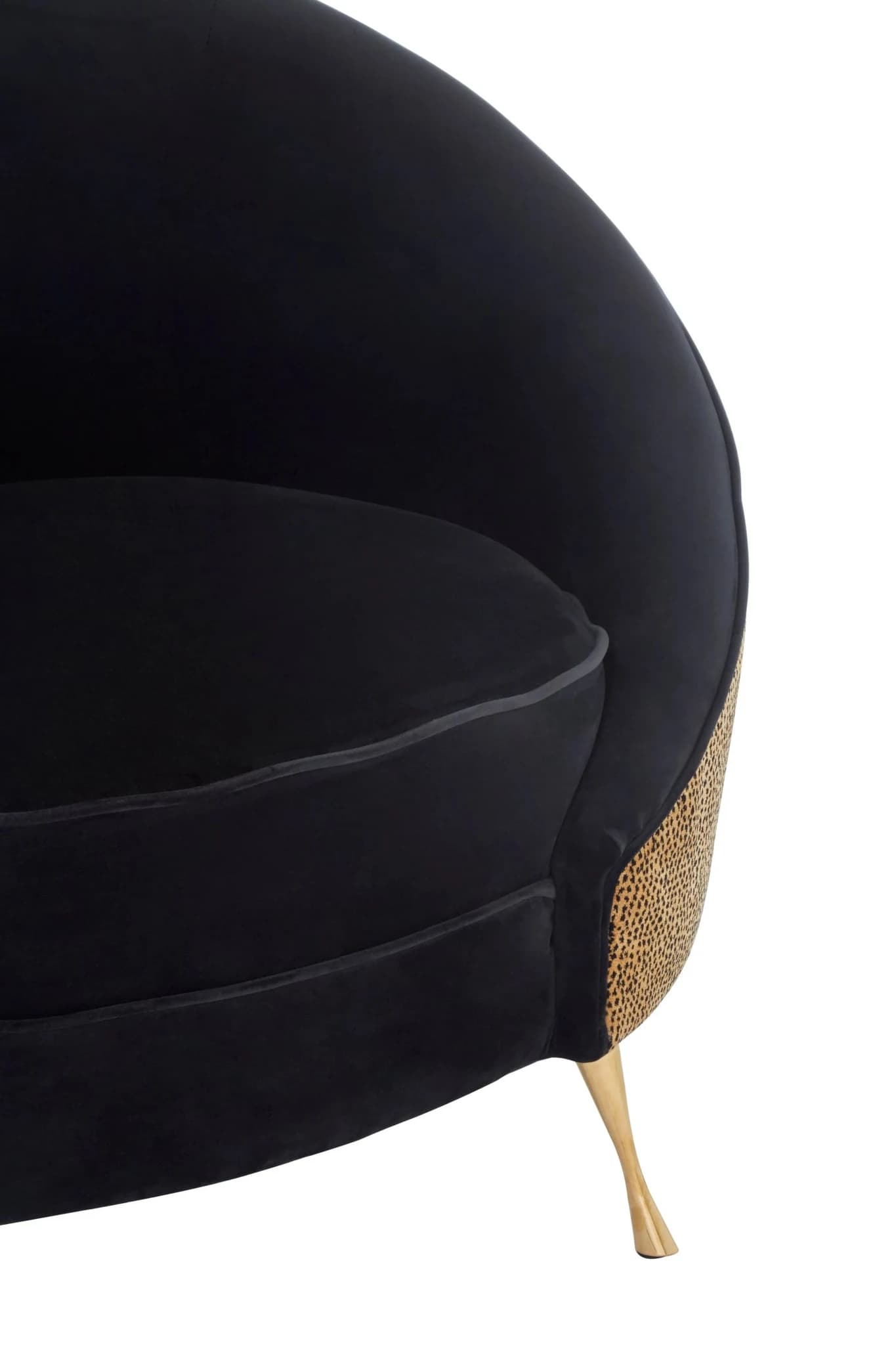Manhattan Black Velvet and Leopard Print Cocoon Chair - Seating, photo 6 of 7