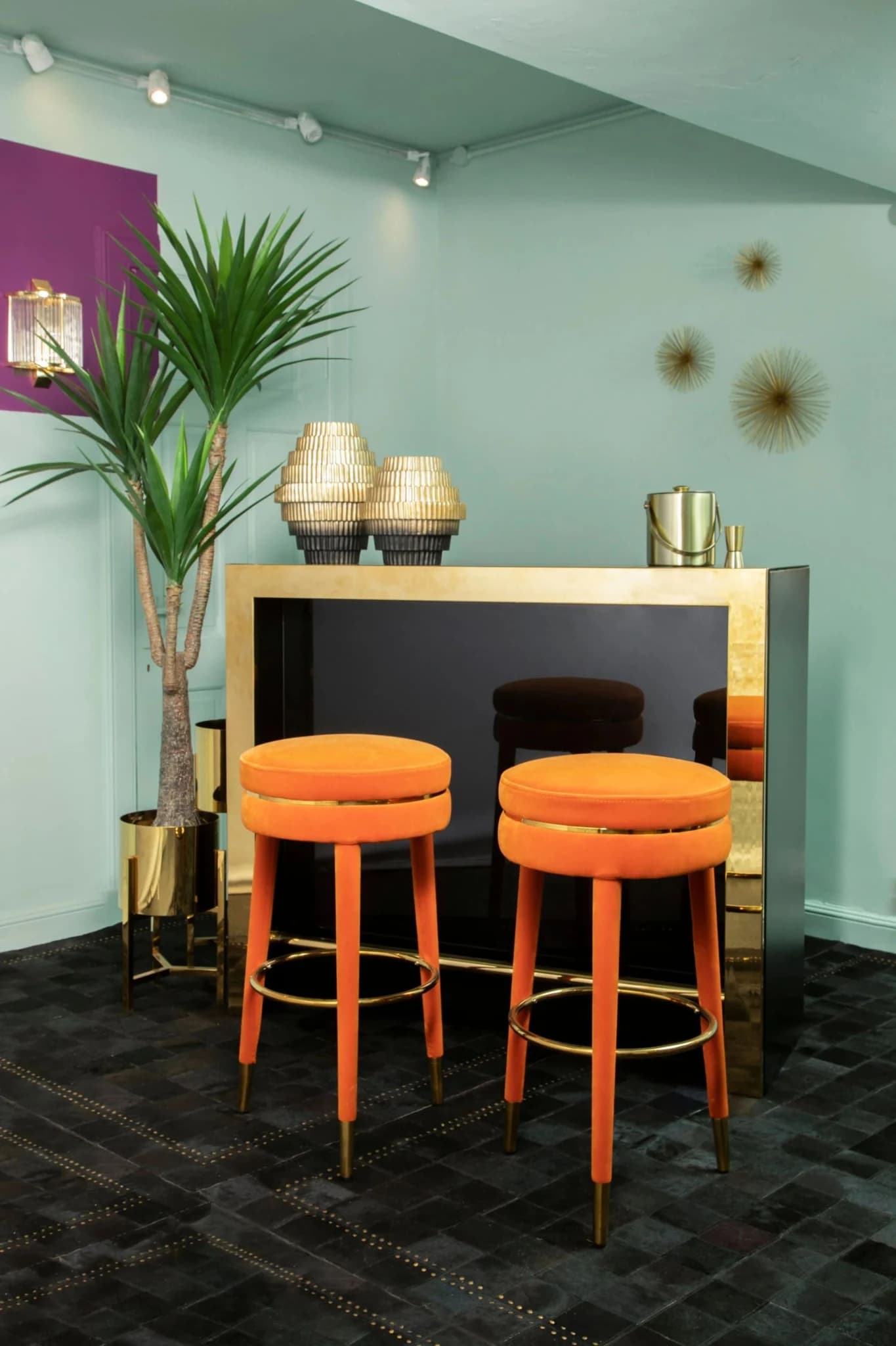 Manhattan Orange Velvet Bar Stool - Seating, photo 3 of 7
