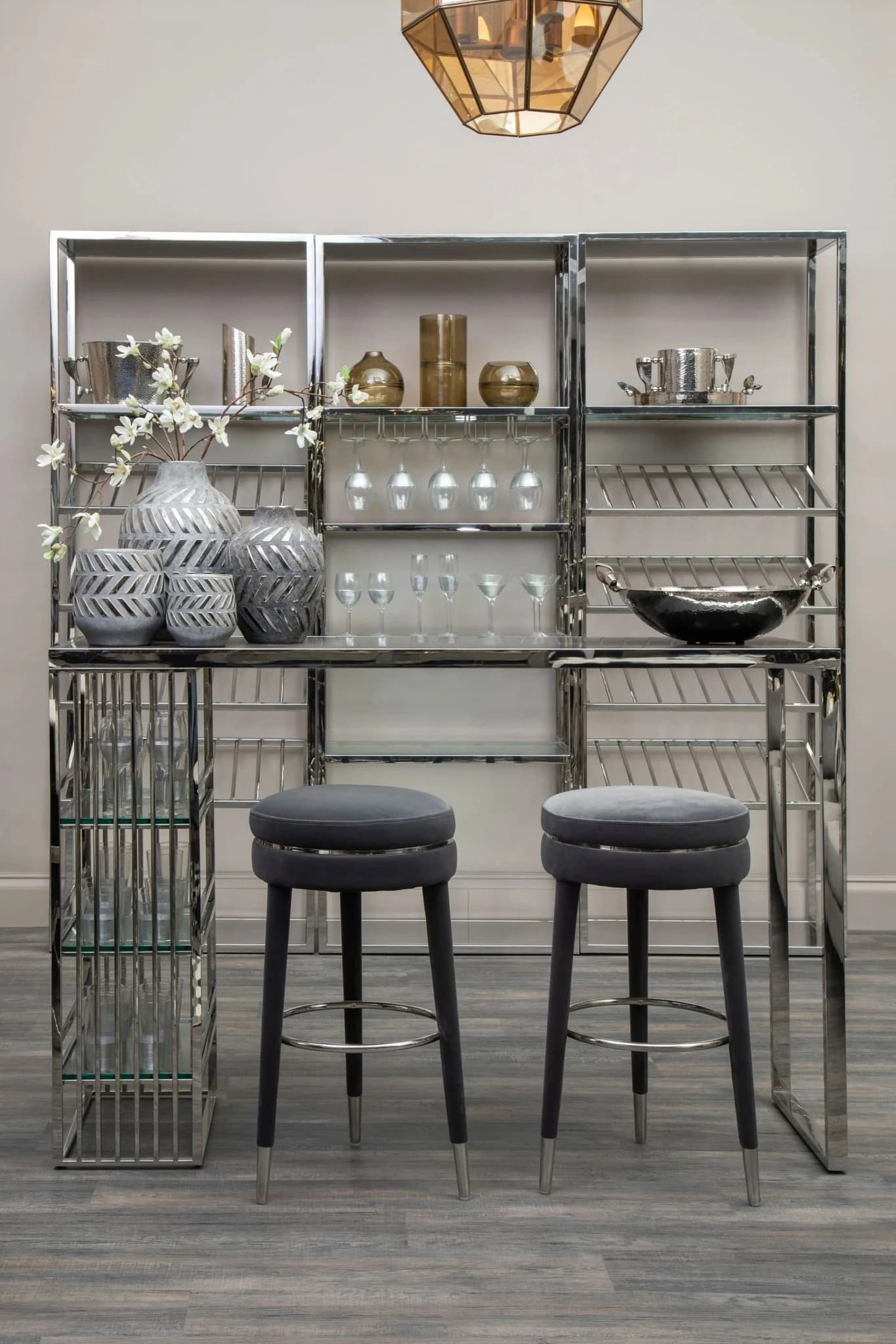 Manhattan Grey Velvet Bar Stool - Seating, photo 3 of 6