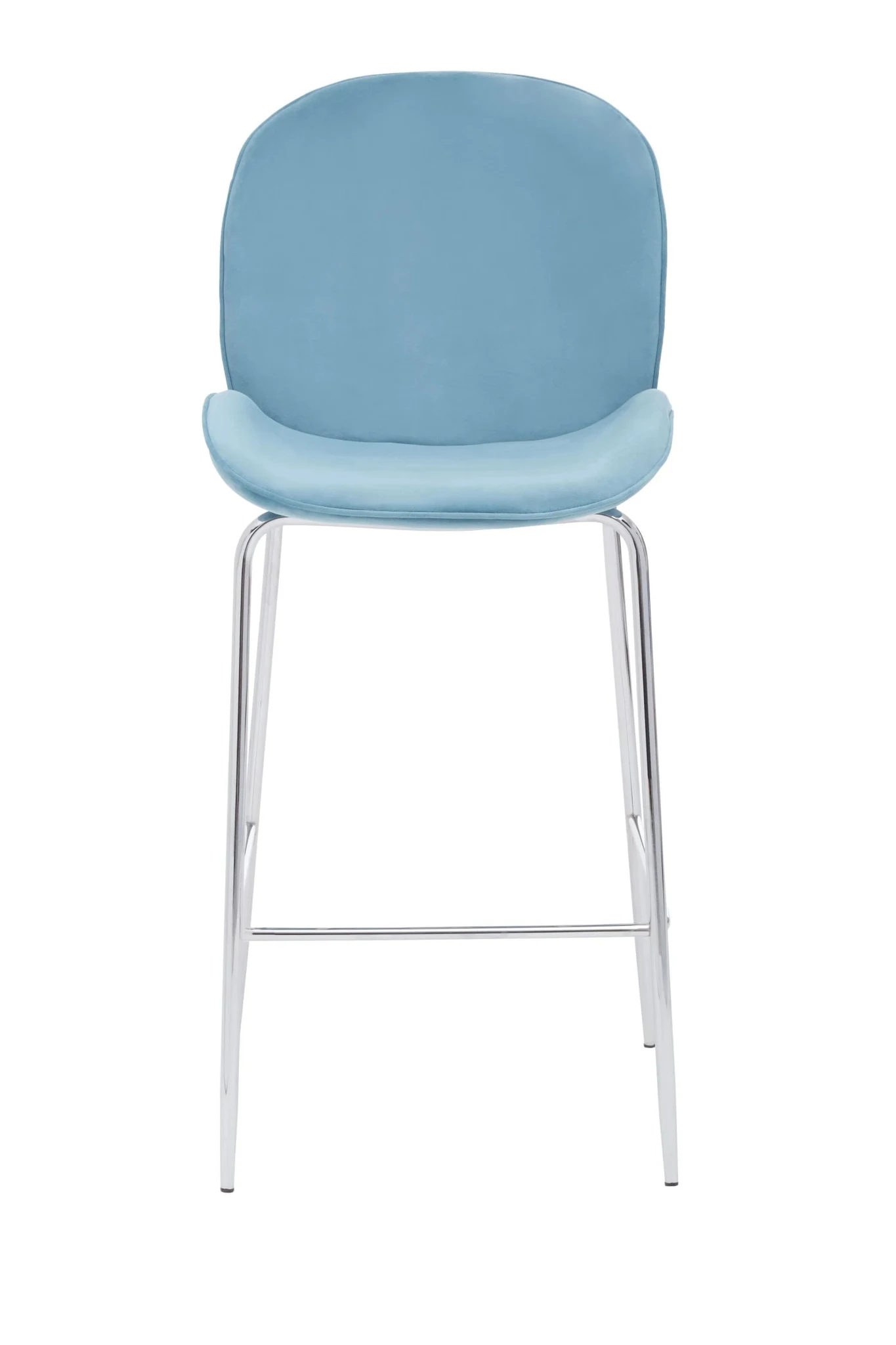 Tamzin Blue Velvet Chrome Finish Bar Chair - Seating, photo 4 of 6
