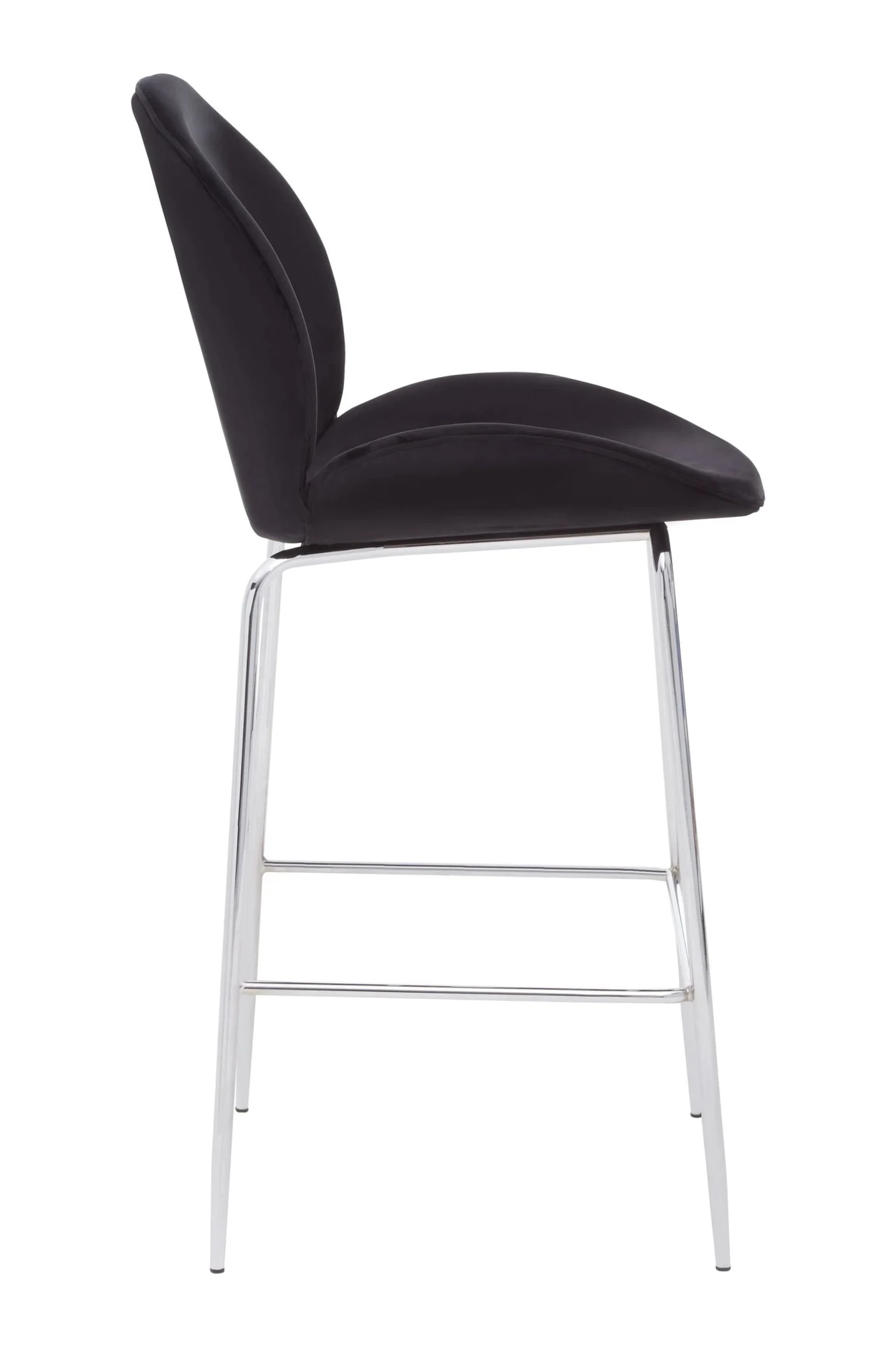 Tamzin Black Velvet Chrome Finish Bar Chair - Seating, photo 3 of 6