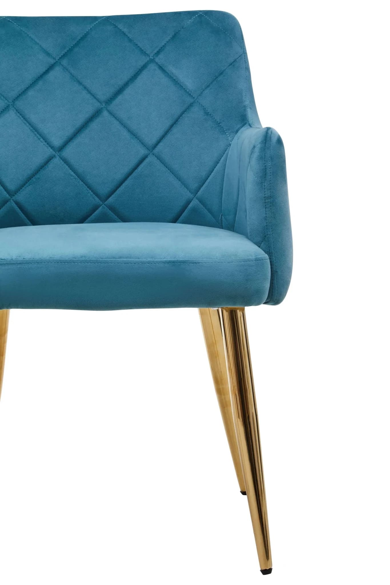 Tamzin Light Blue Velvet Quilted Dining Chair with Gold Finish Legs - Seating, photo 8 of 8