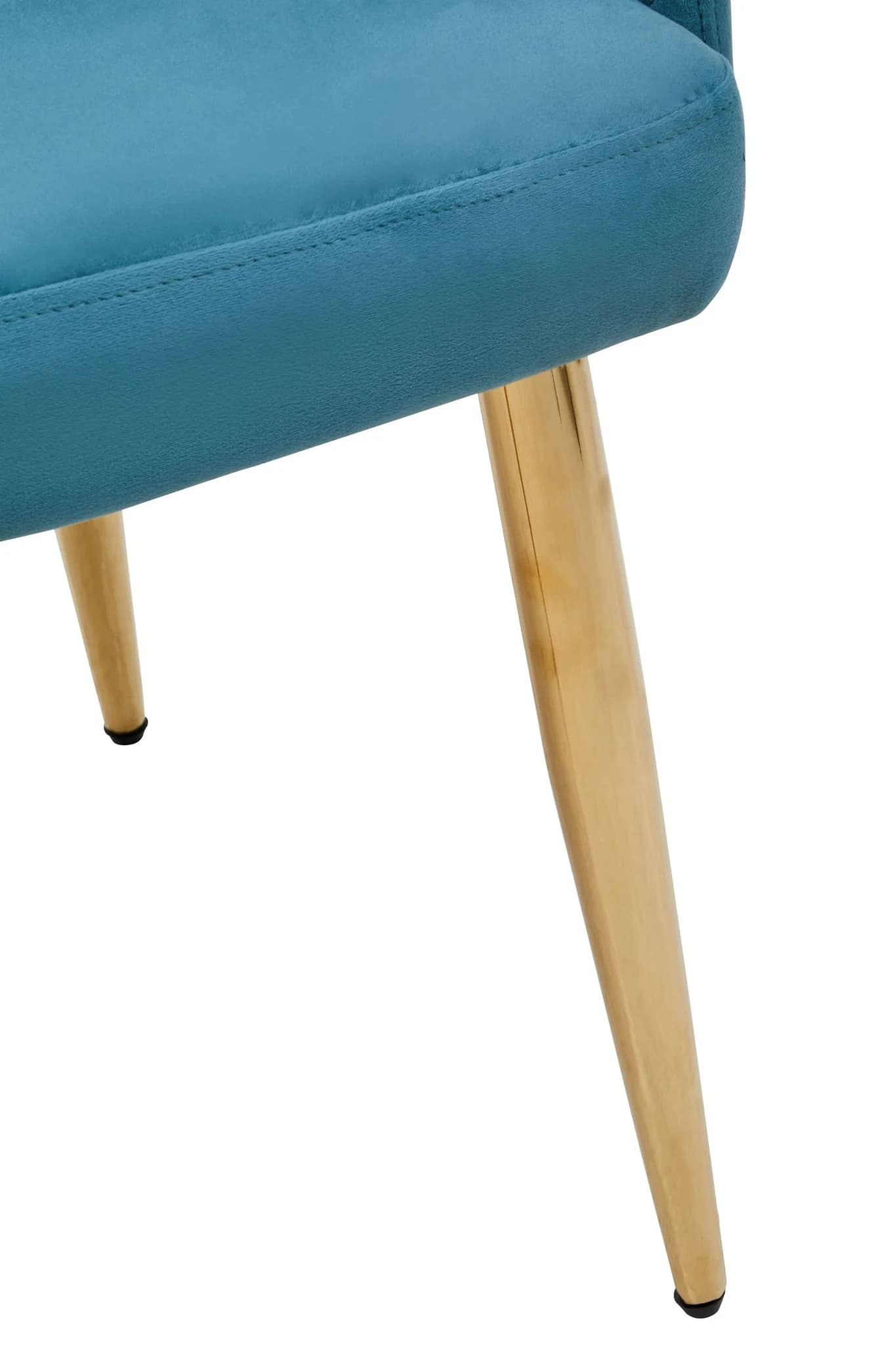Tamzin Light Blue Velvet Quilted Dining Chair with Gold Finish Legs - Seating, photo 6 of 8
