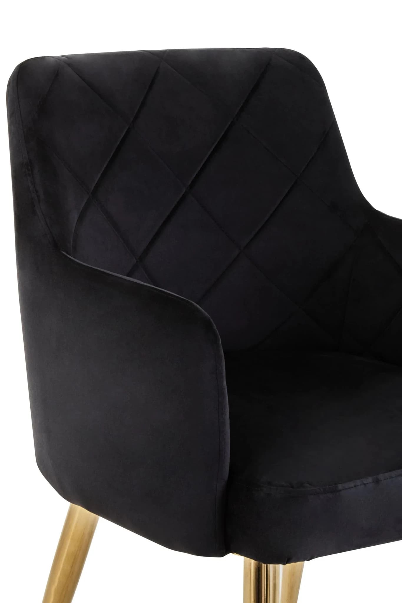 Tamzin Black Velvet Quilted Dining Chair with Gold Finish Legs - Seating, photo 6 of 6