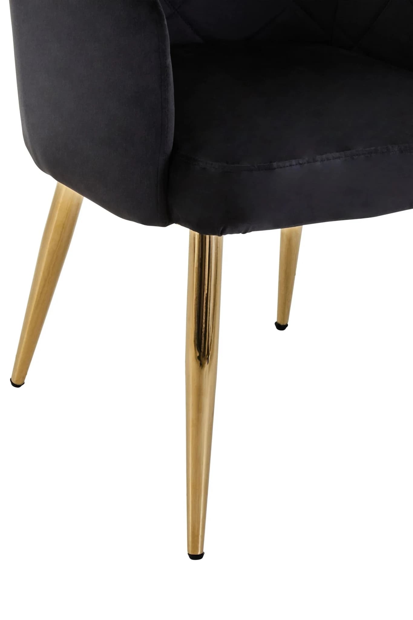 Tamzin Black Velvet Quilted Dining Chair with Gold Finish Legs - Seating, photo 5 of 6