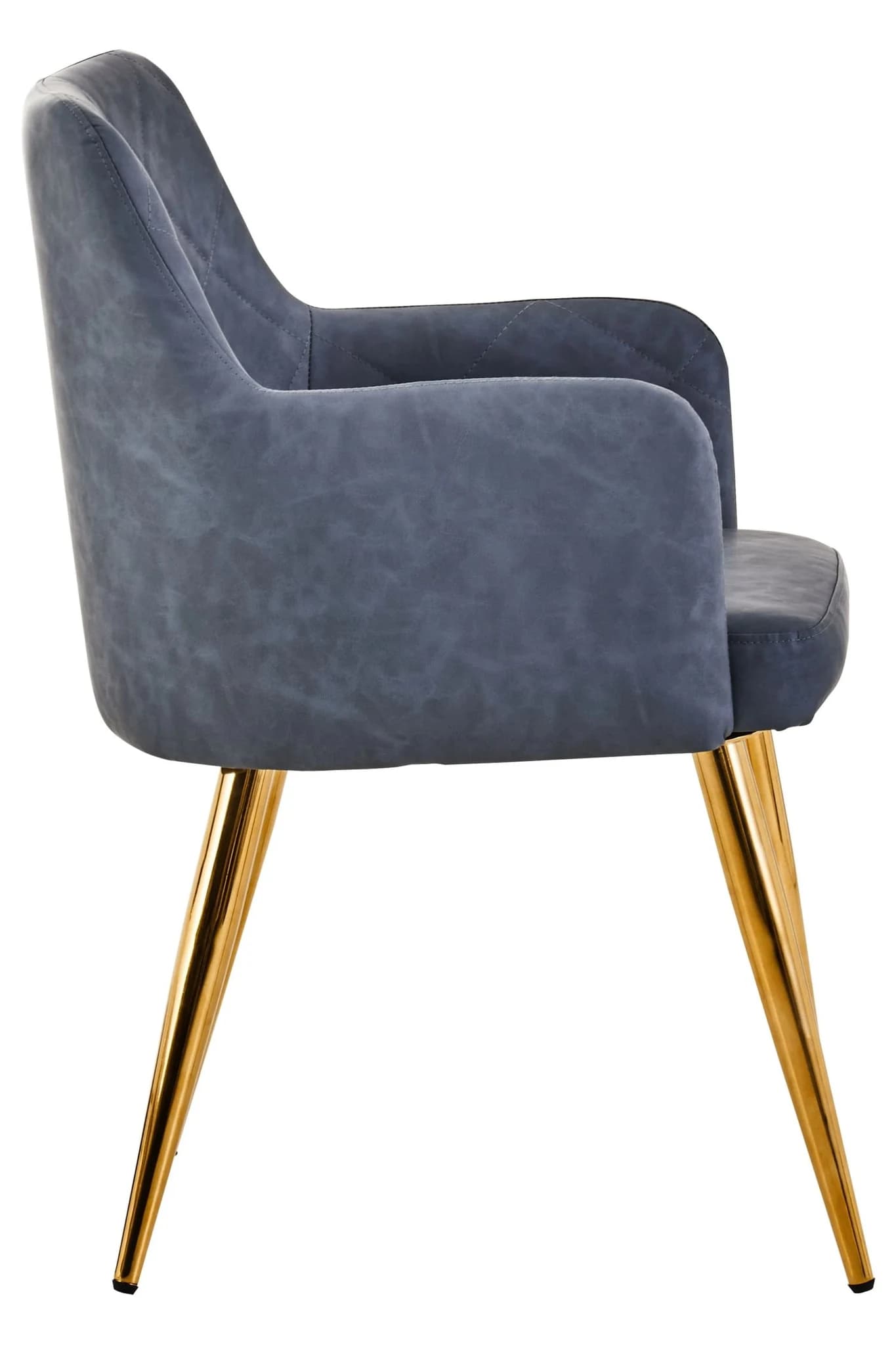 Tamzin Dark Grey Leather Effect Quilted Dining Chair with Gold Metal Legs - Seating, photo 3 of 6