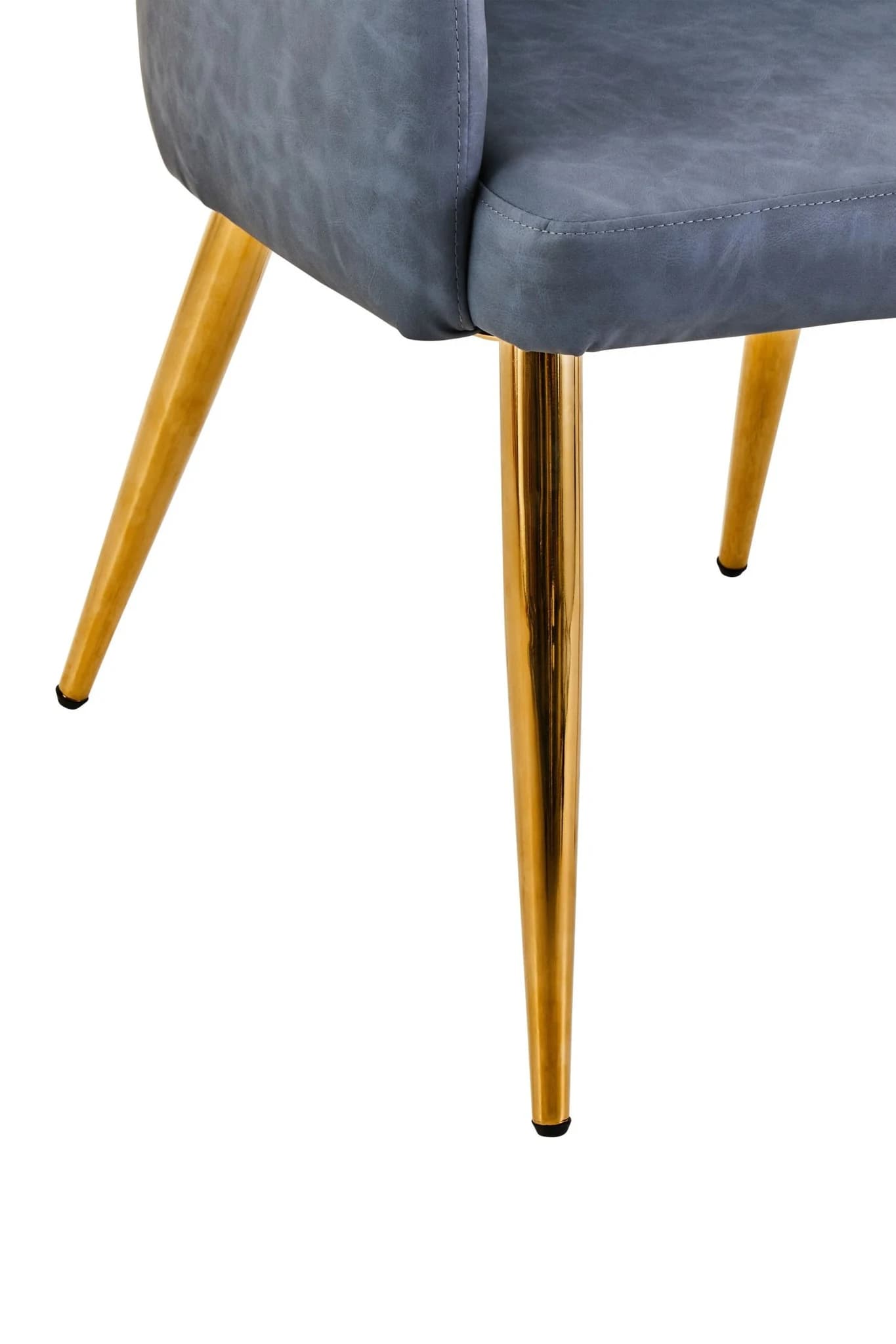 Tamzin Dark Grey Leather Effect Quilted Dining Chair with Gold Metal Legs - Seating, photo 5 of 6