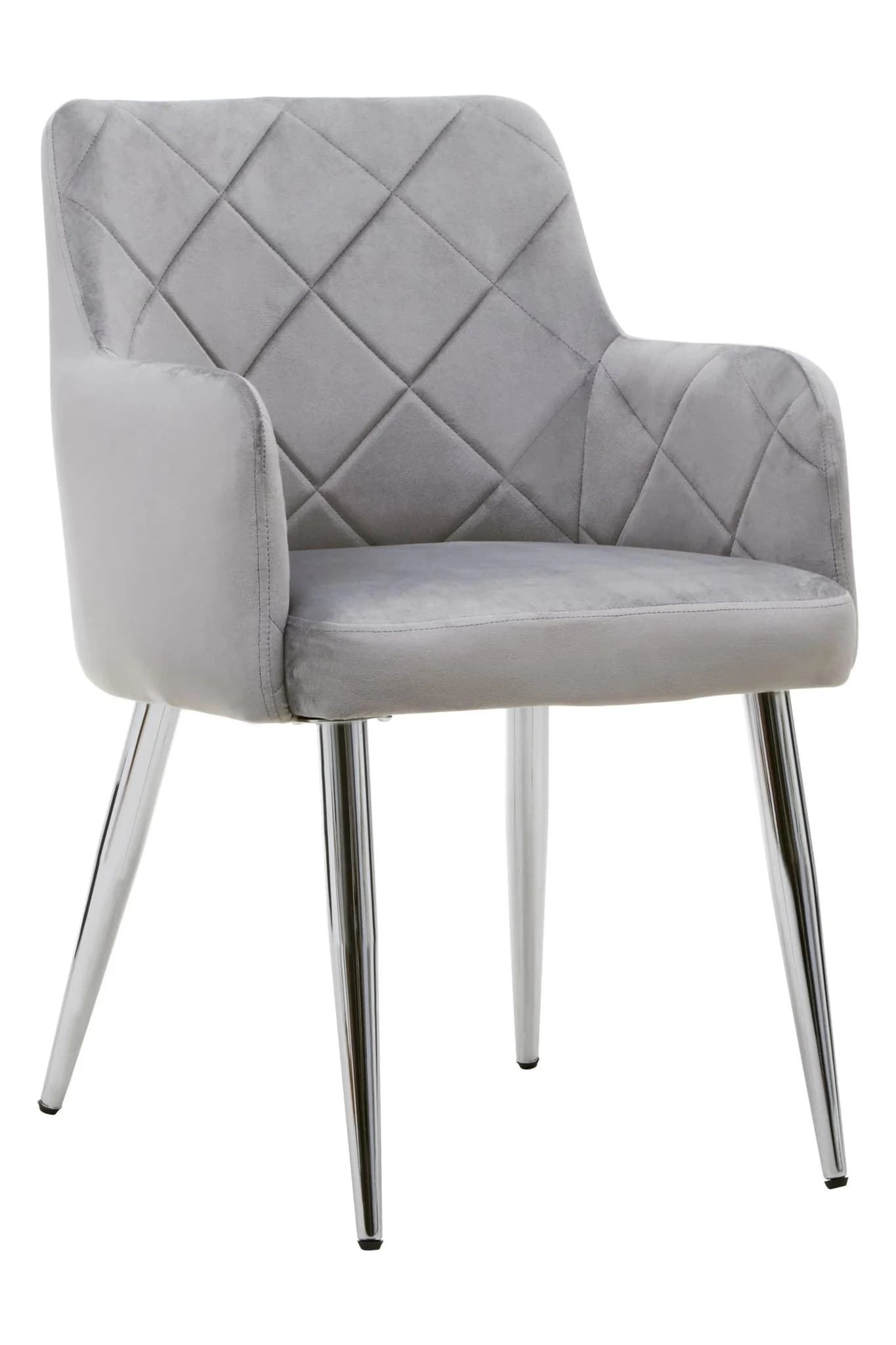 Tamzin Mink Velvet Quilted Dining Chair with Chrome Finish Legs - Seating, photo 4 of 8