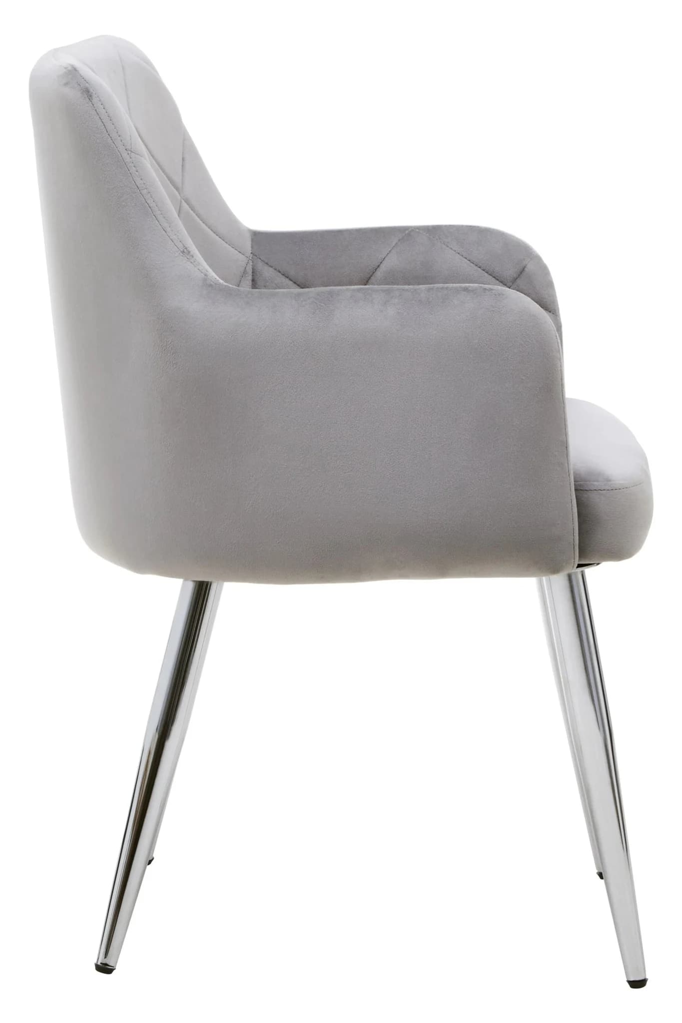 Tamzin Mink Velvet Quilted Dining Chair with Chrome Finish Legs - Seating, photo 3 of 8