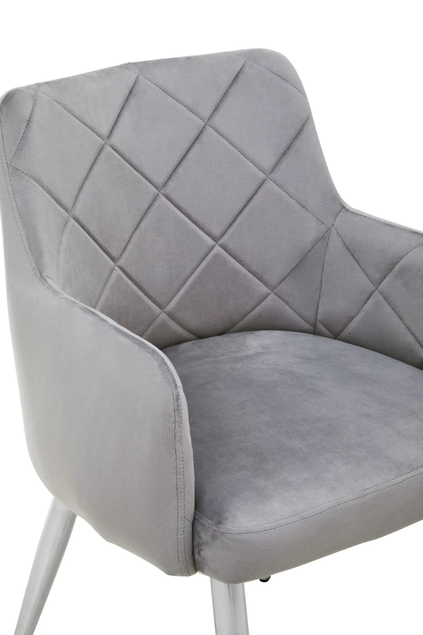 Tamzin Mink Velvet Quilted Dining Chair with Chrome Finish Legs - Seating, photo 7 of 8