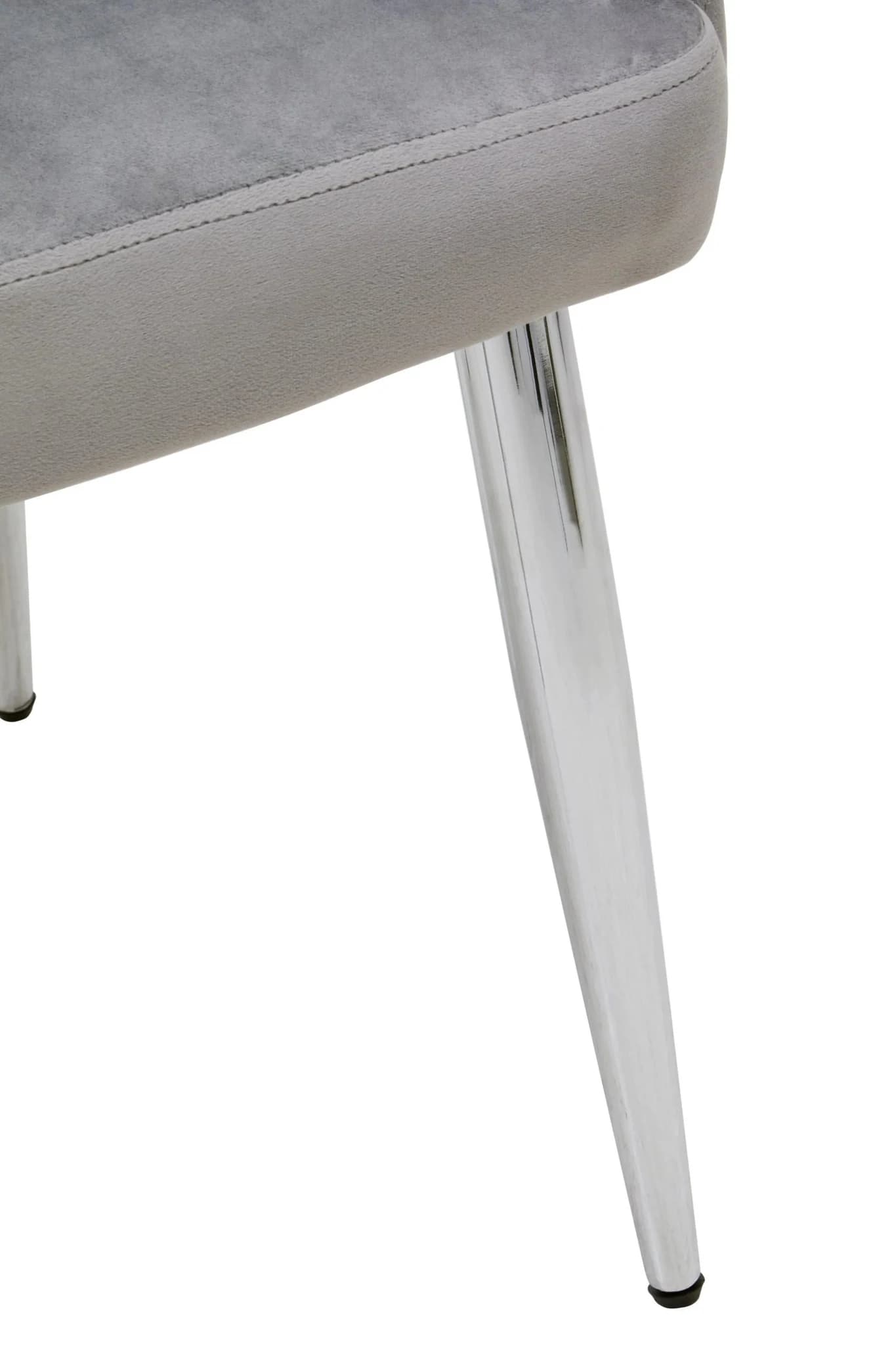 Tamzin Mink Velvet Quilted Dining Chair with Chrome Finish Legs - Seating, photo 6 of 8