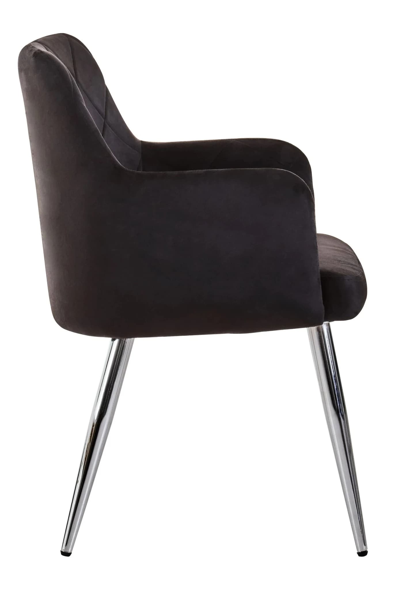 Tamzin Black Velvet Quilted Dining Chair with Chrome Finish Legs - Seating, photo 4 of 7