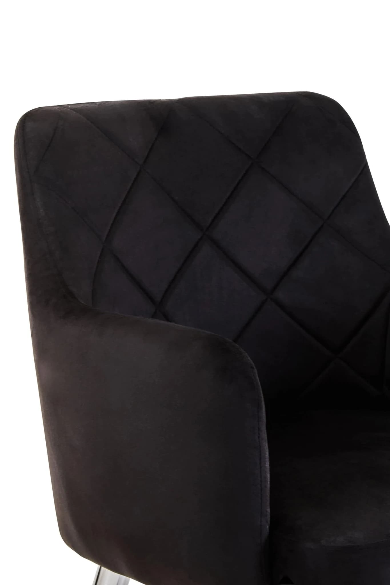 Tamzin Black Velvet Quilted Dining Chair with Chrome Finish Legs - Seating, photo 7 of 7
