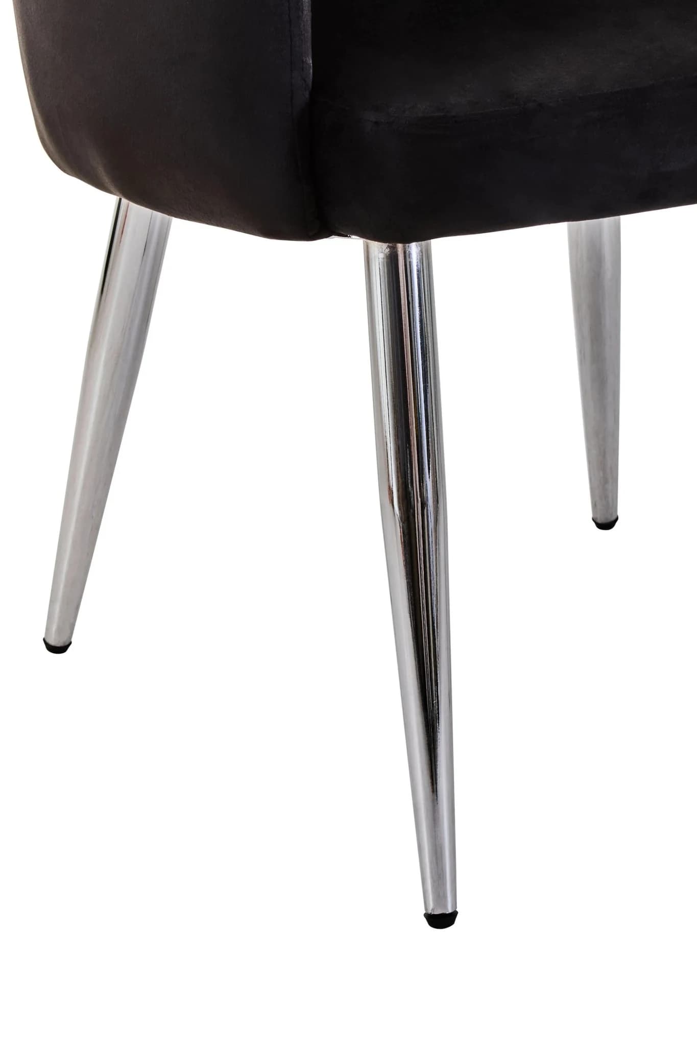 Tamzin Black Velvet Quilted Dining Chair with Chrome Finish Legs - Seating, photo 6 of 7