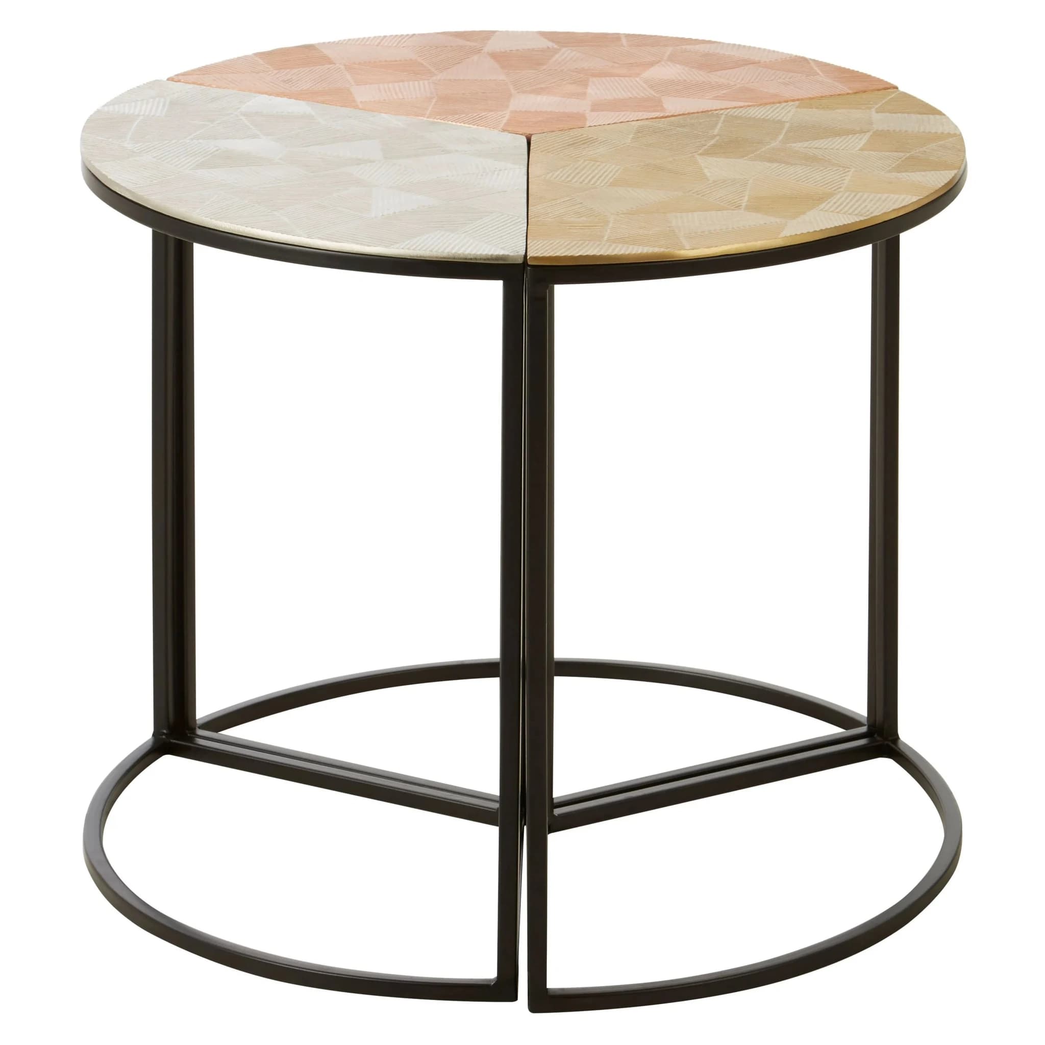 Mirano Gold Silver and Copper Set Of 3 Side Tables - Tables, photo 3 of 6