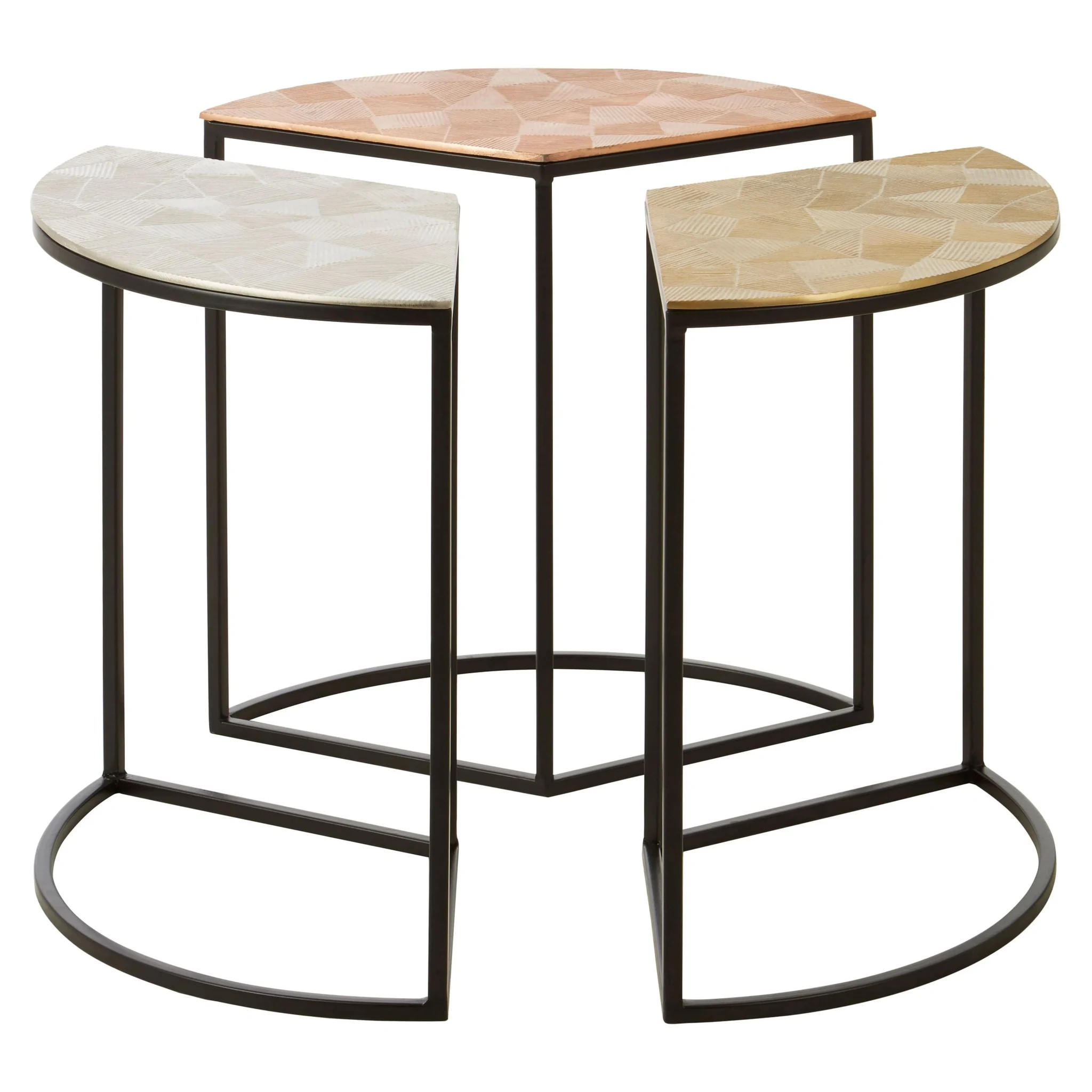 Mirano Gold Silver and Copper Set Of 3 Side Tables - Tables, photo 2 of 6