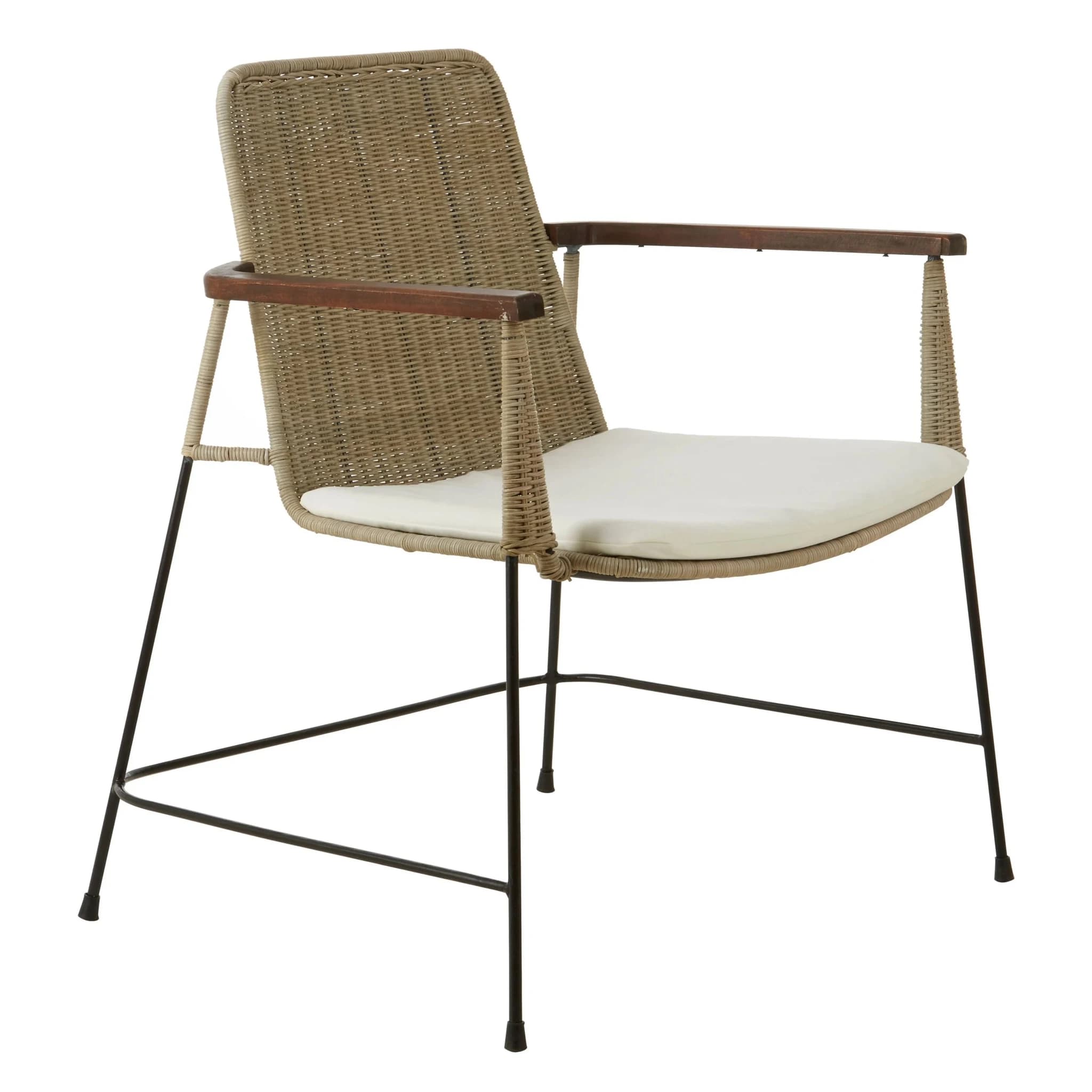 Java Grey Wash Rattan Armchair with Cushioned Seat - Seating, photo 4 of 6