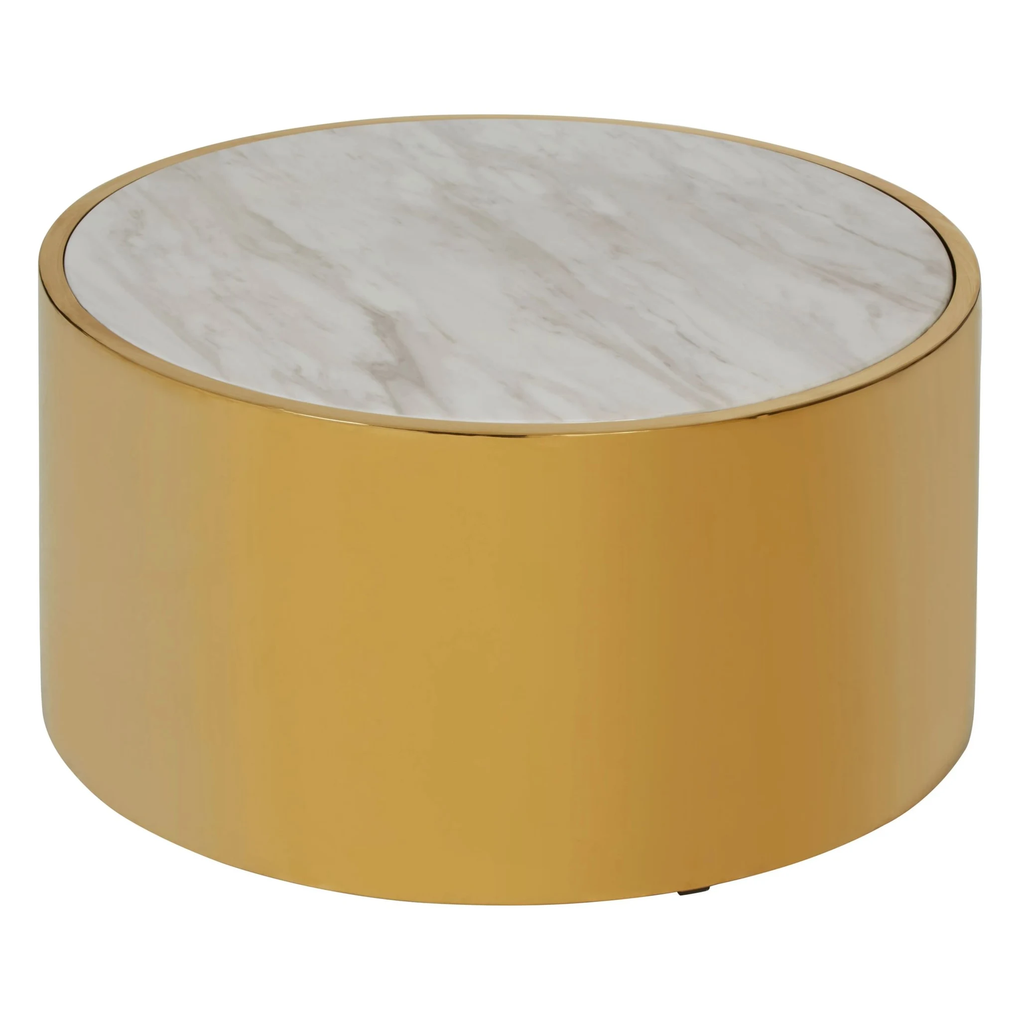 Carlox Round Gold and Marble Effect Coffee Table - Tables, photo 7 of 8