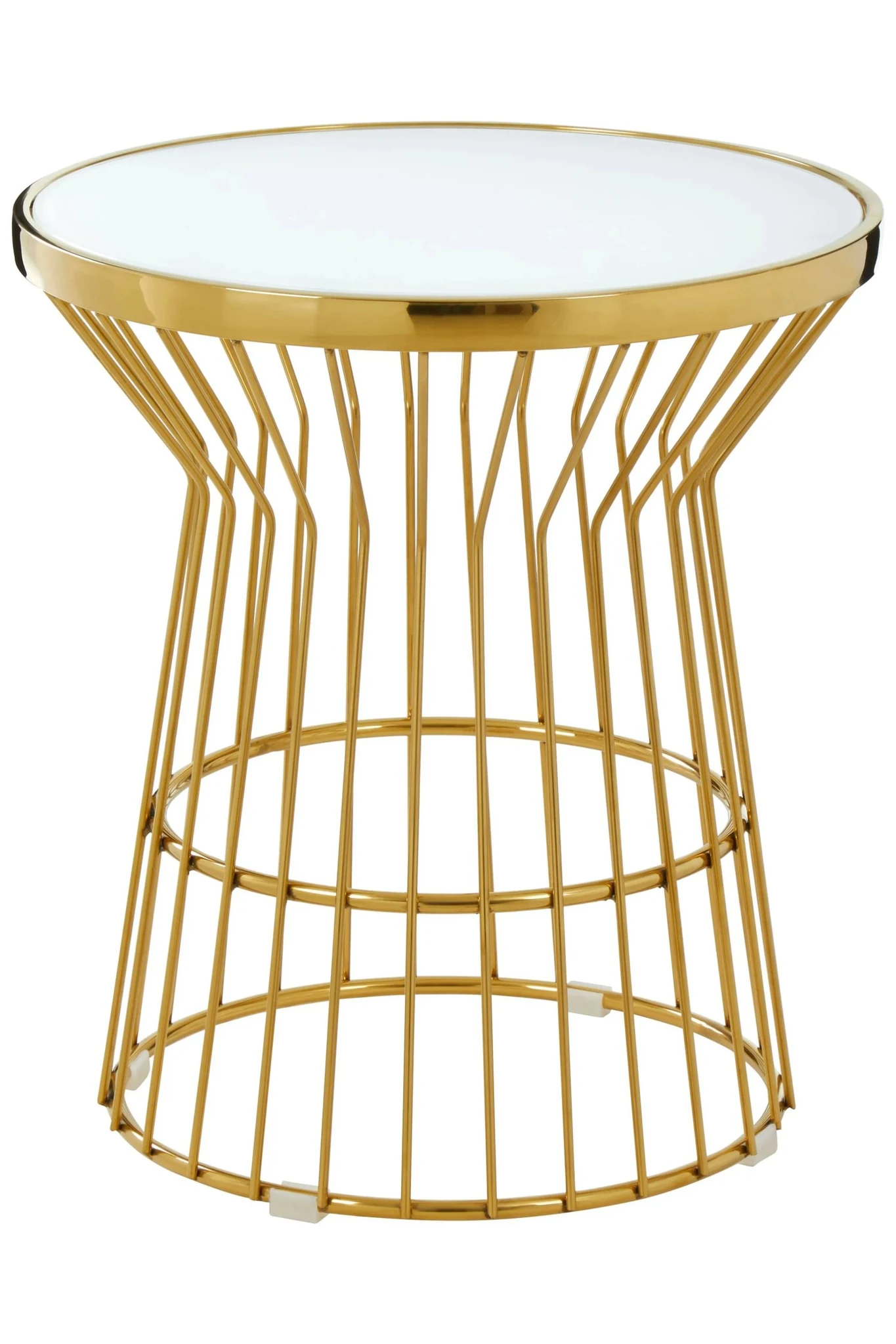 Tula White Glass and Gold Finish Base Side Table - Tables, photo 2 of 2