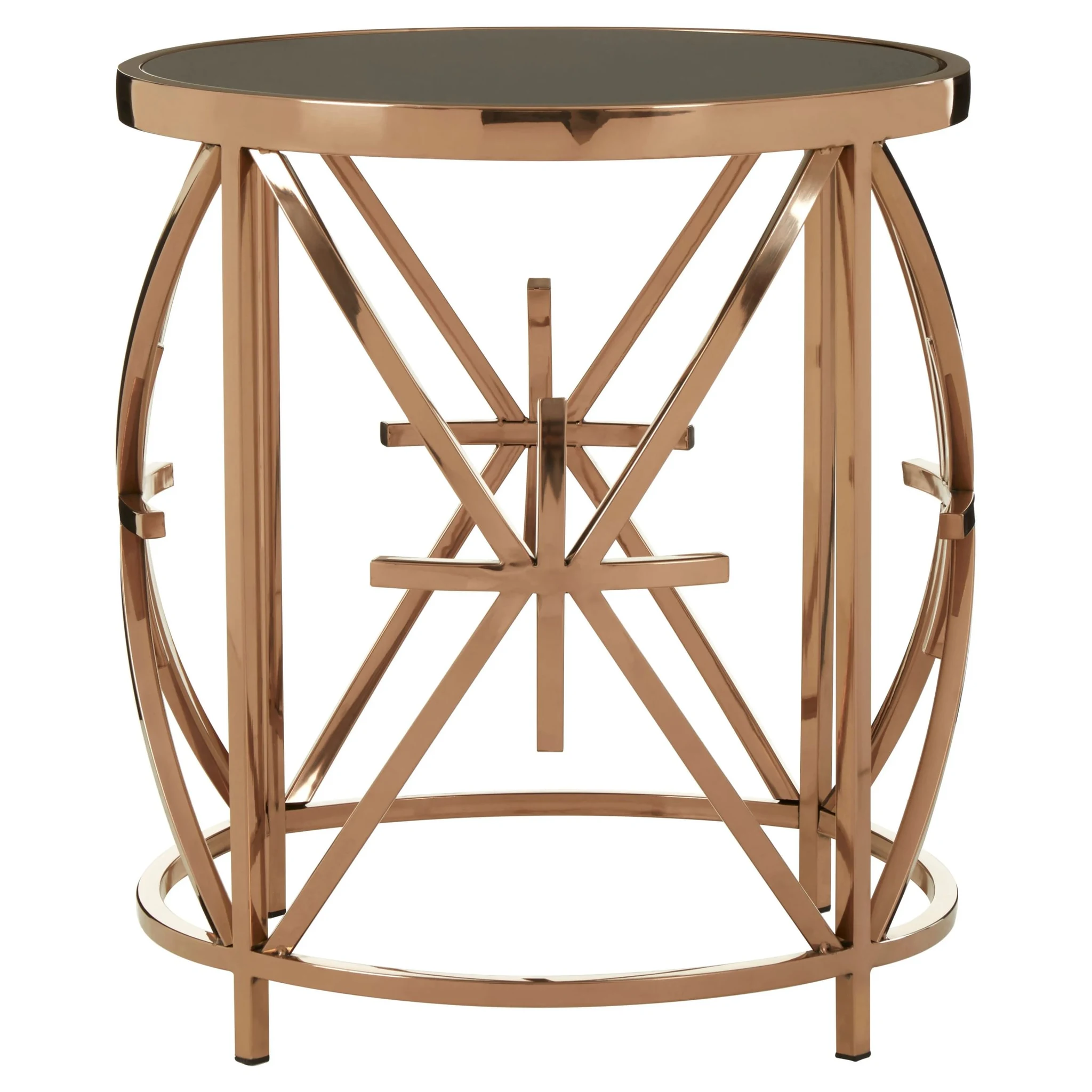 Tula Black Glass and Rose Gold Finish Base Side Table - Tables, photo 2 of 2