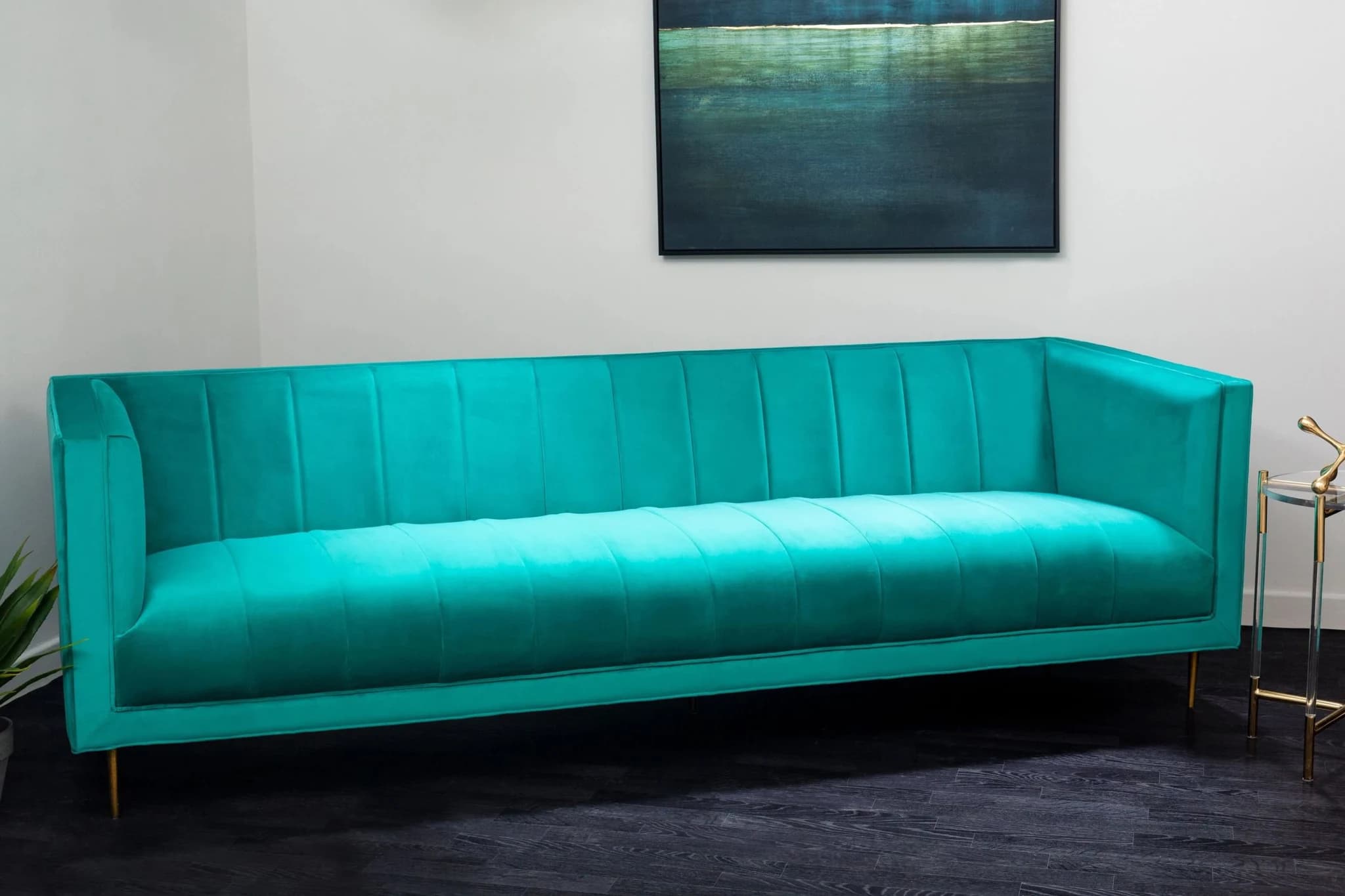 Otylia Green Velvet 3 Seater Sofa - Seating, photo 2 of 8