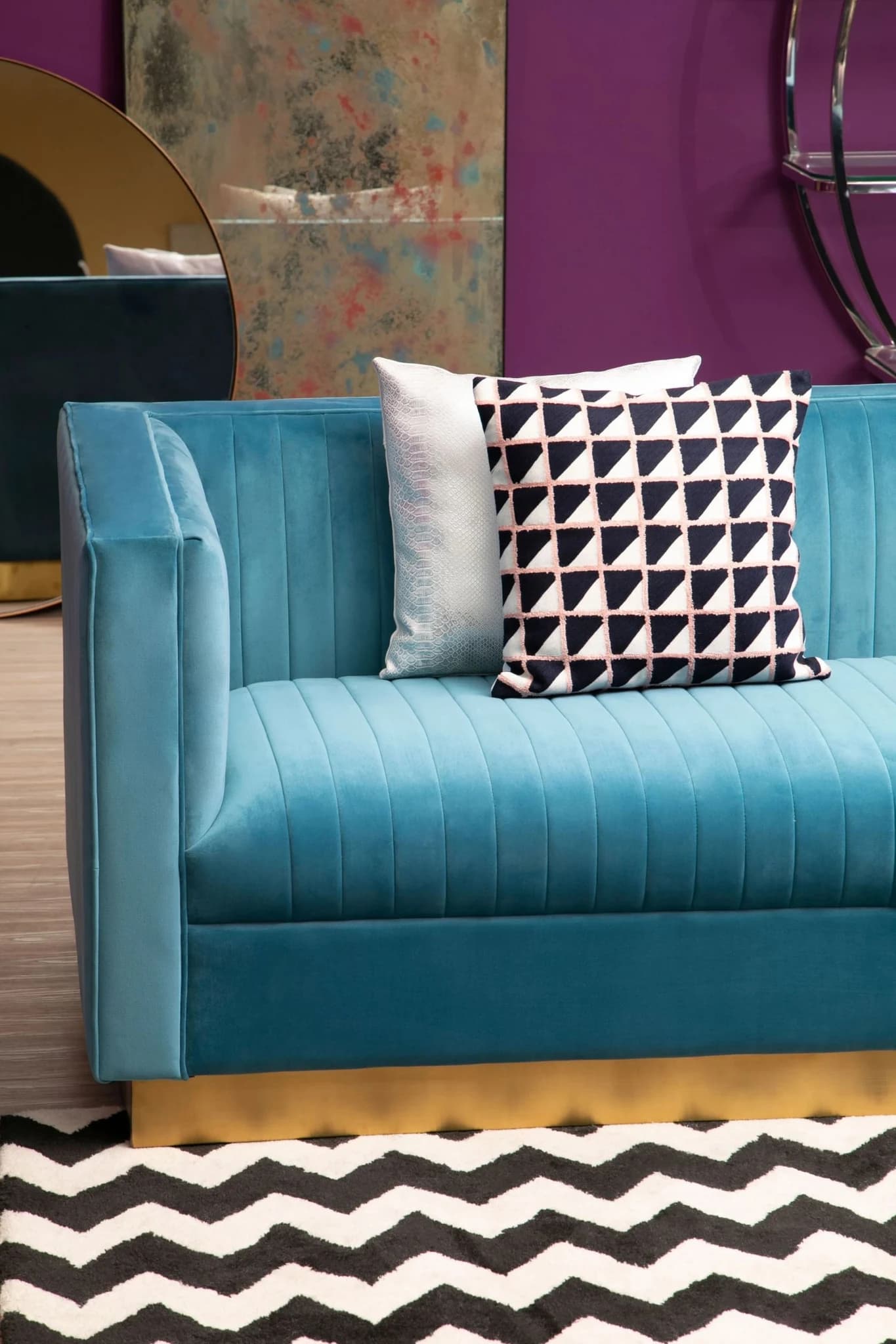 Opal 3 Seat Light Blue Sofa - Seating, photo 4 of 8
