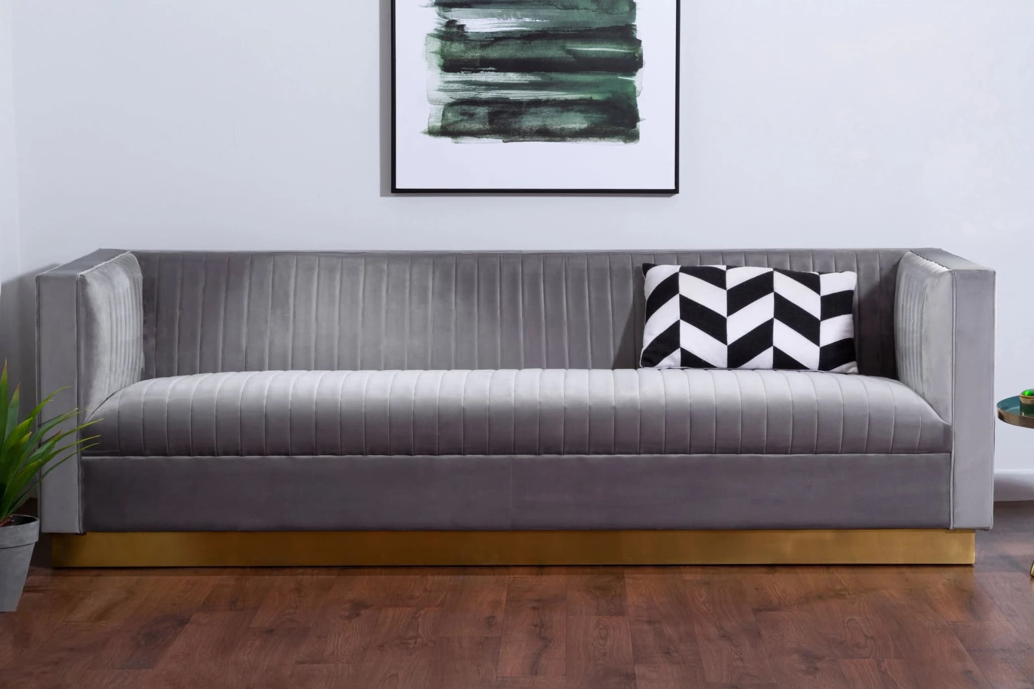 Opal Grey Velvet 3 Seat Sofa - Seating, photo 3 of 8