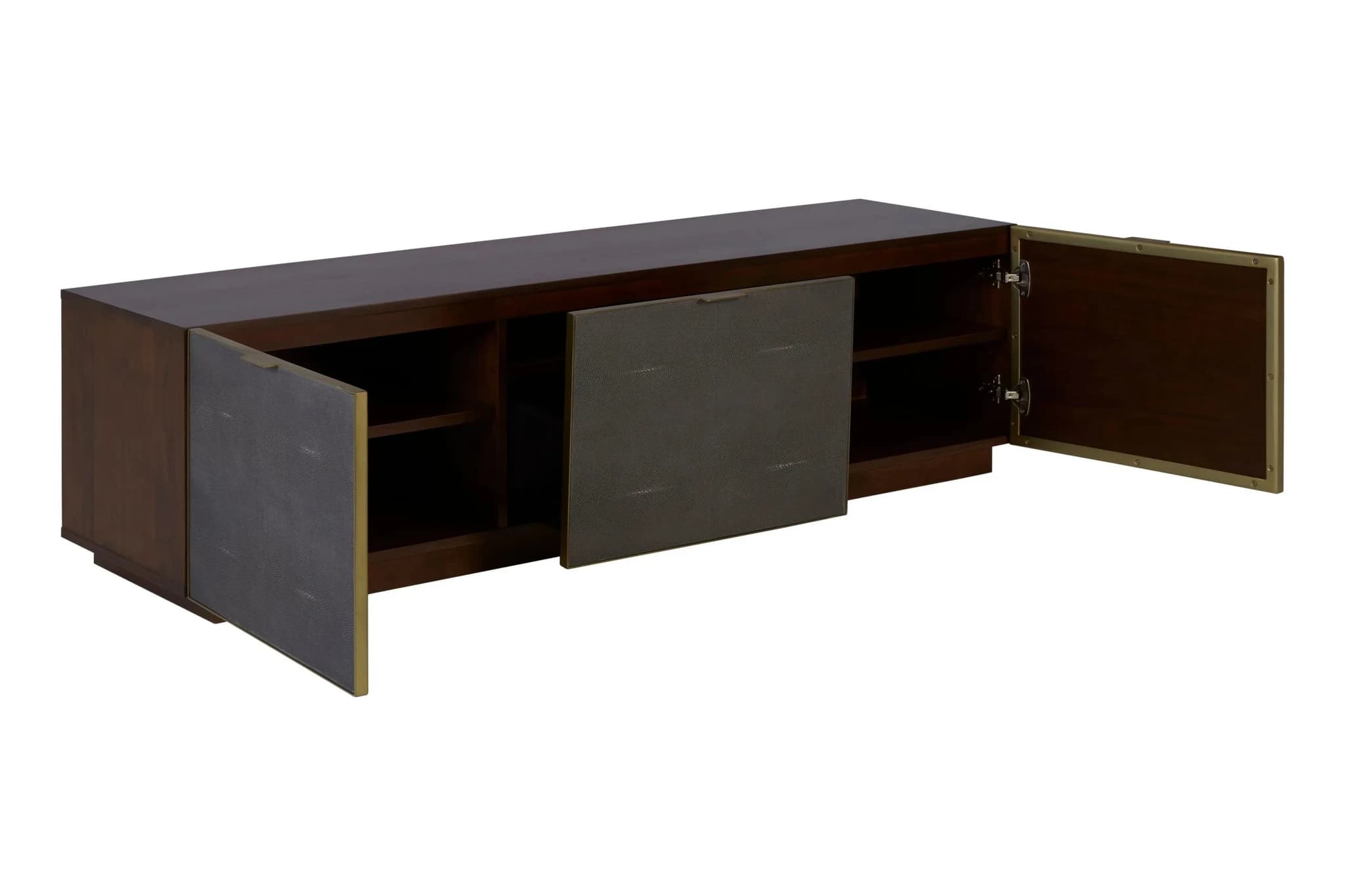 Kempton Grey Shagreen Effect and Walnut Veneer Media Unit - Bookcases & shelving, photo 8 of 8
