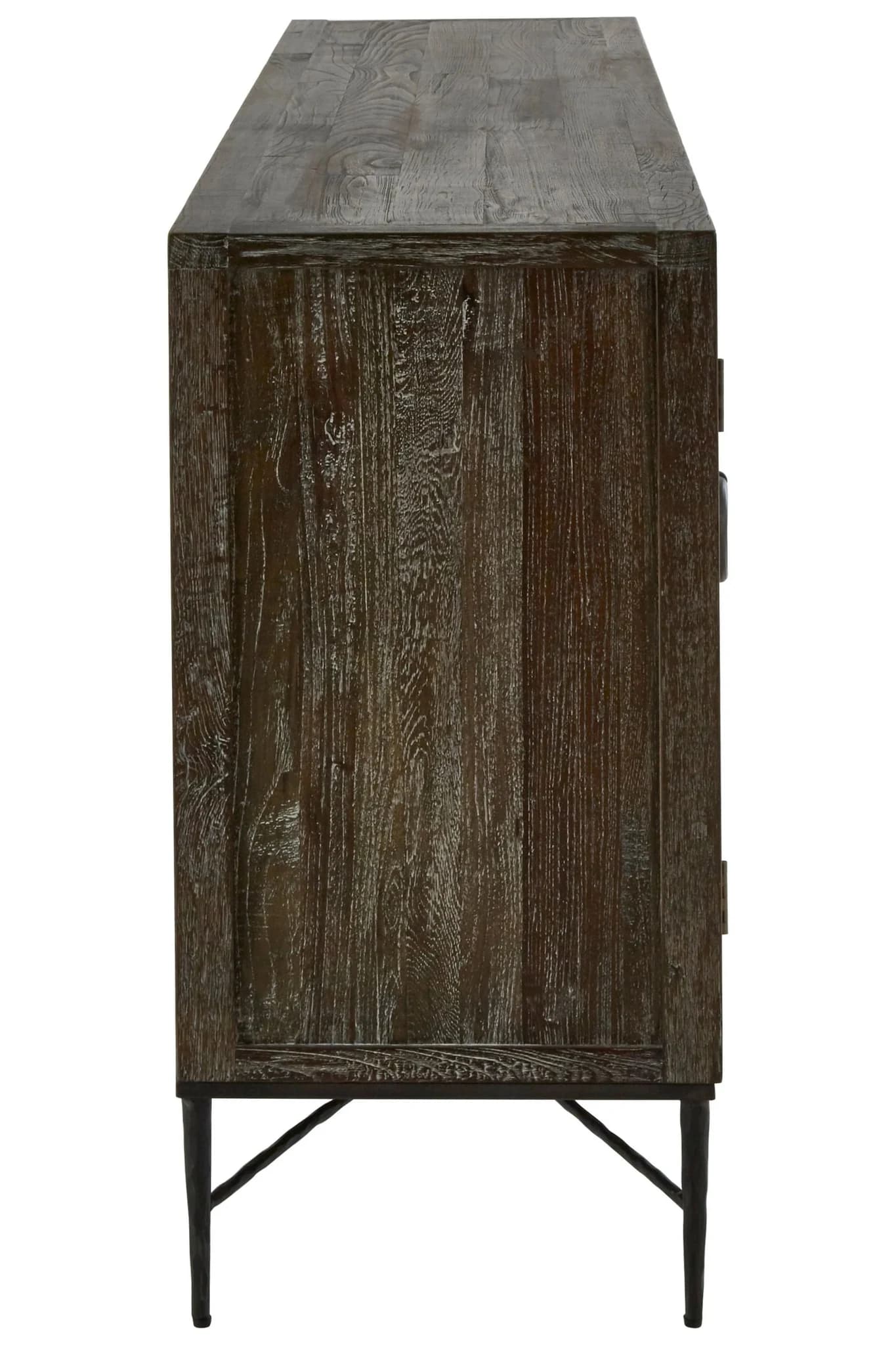Milan Grey Wash Recycled Elm Wood 4 Door Sideboard - Bookcases & shelving, photo 4 of 8