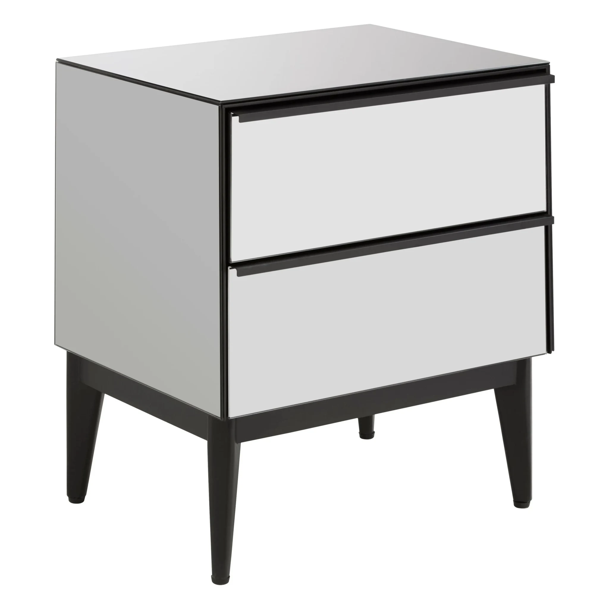 Rovigo Black and Mirrored 2 Drawer Side Table - Bookcases & shelving, photo 4 of 7