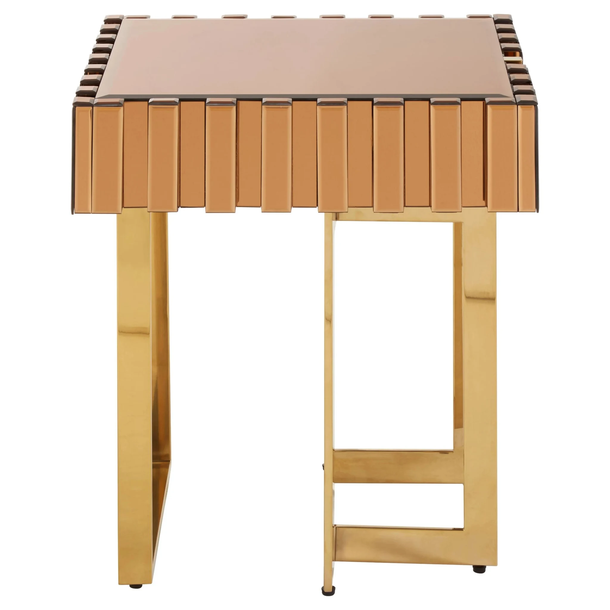 Rivoli Mirrored Gold Finish Side Table - Tables, photo 4 of 8