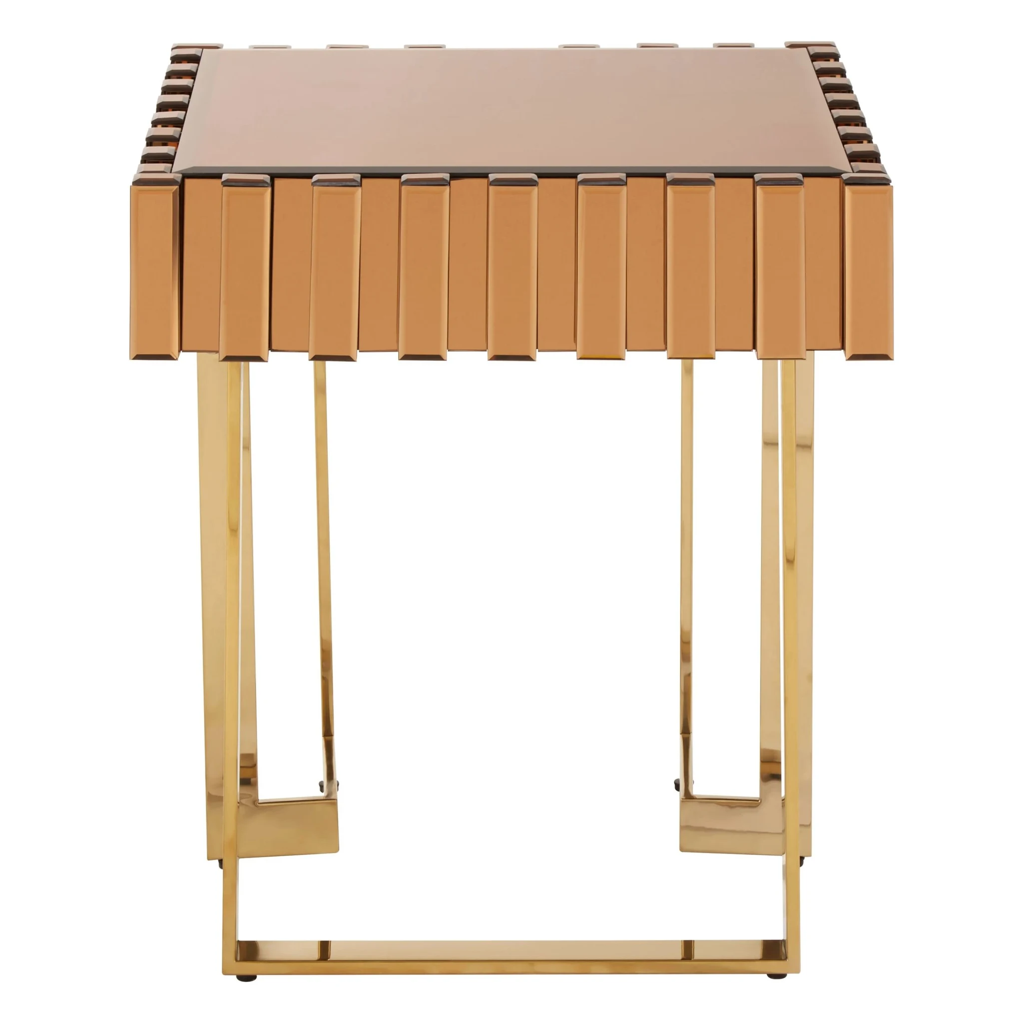Rivoli Mirrored Gold Finish Side Table - Tables, photo 3 of 8