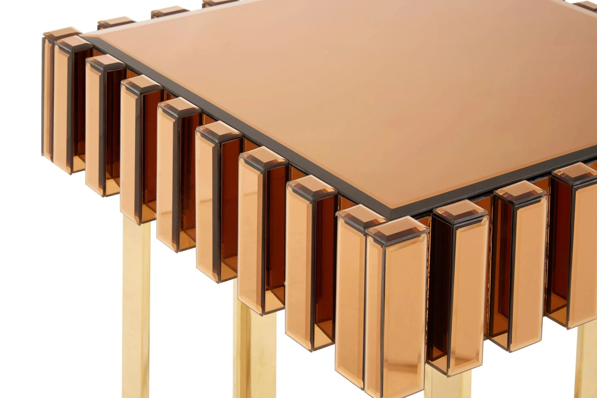 Rivoli Mirrored Gold Finish Side Table - Tables, photo 8 of 8