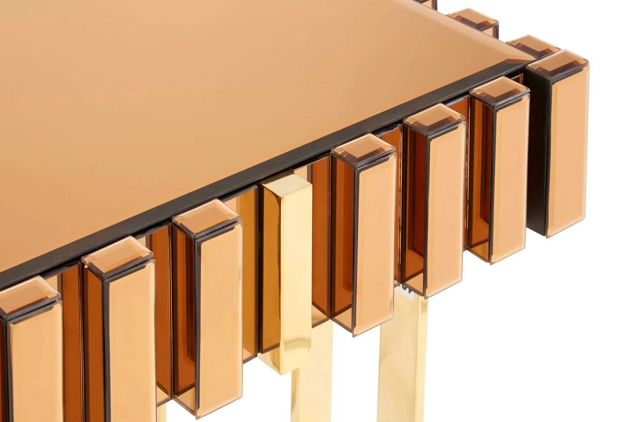 Rivoli Mirrored Gold Finish Side Table - Tables, photo 7 of 8