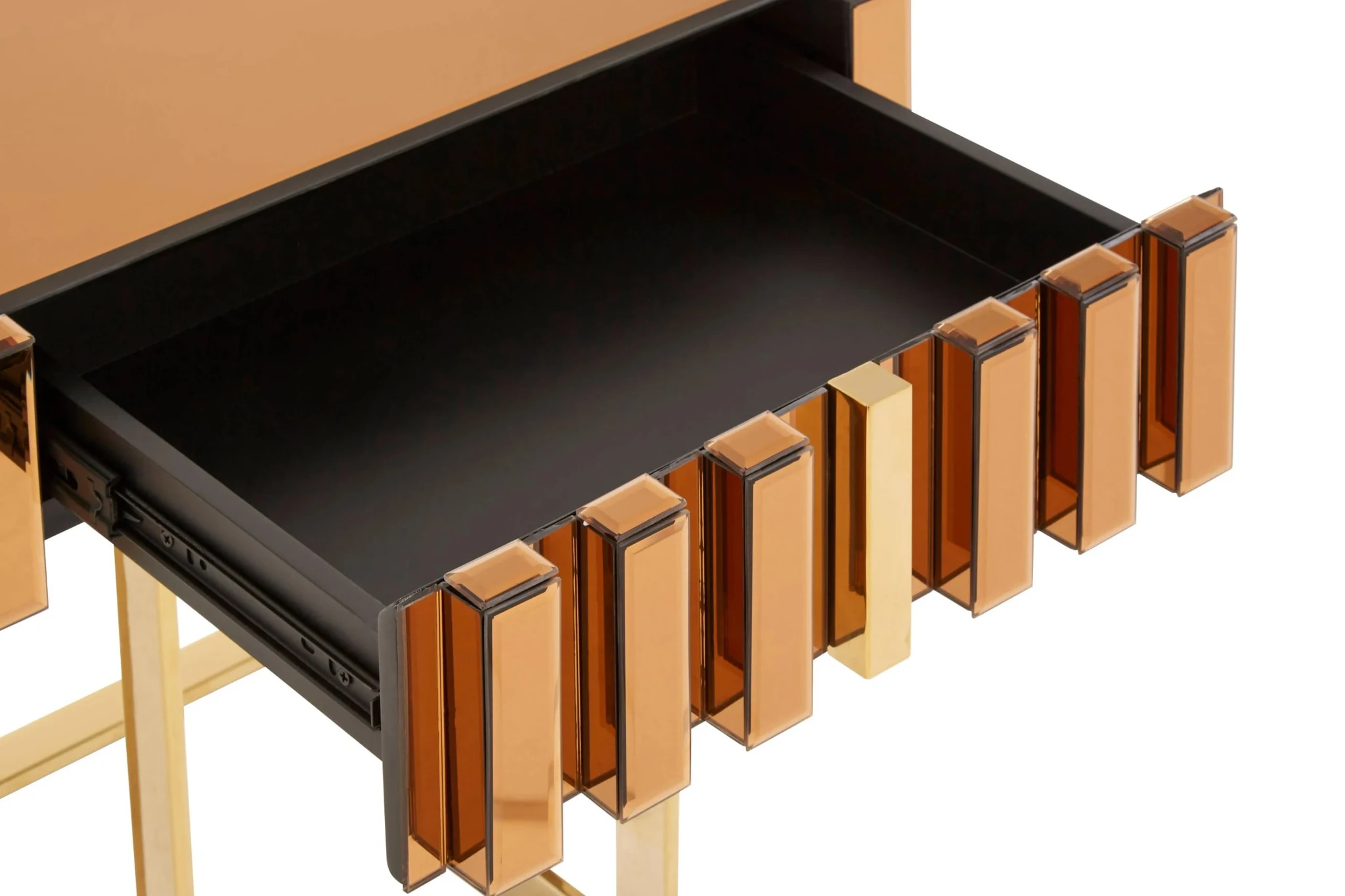 Rivoli Mirrored Gold Finish Side Table - Tables, photo 6 of 8