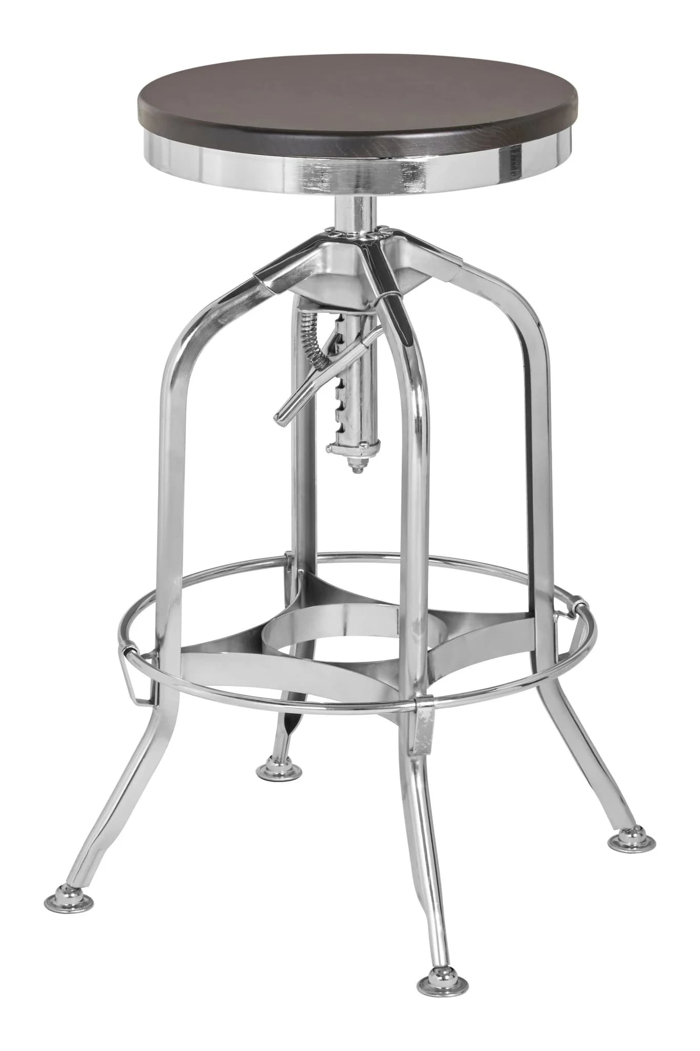 Gator Chrome and Ash Wood Adjustable Bar Stool - Seating, photo 3 of 6