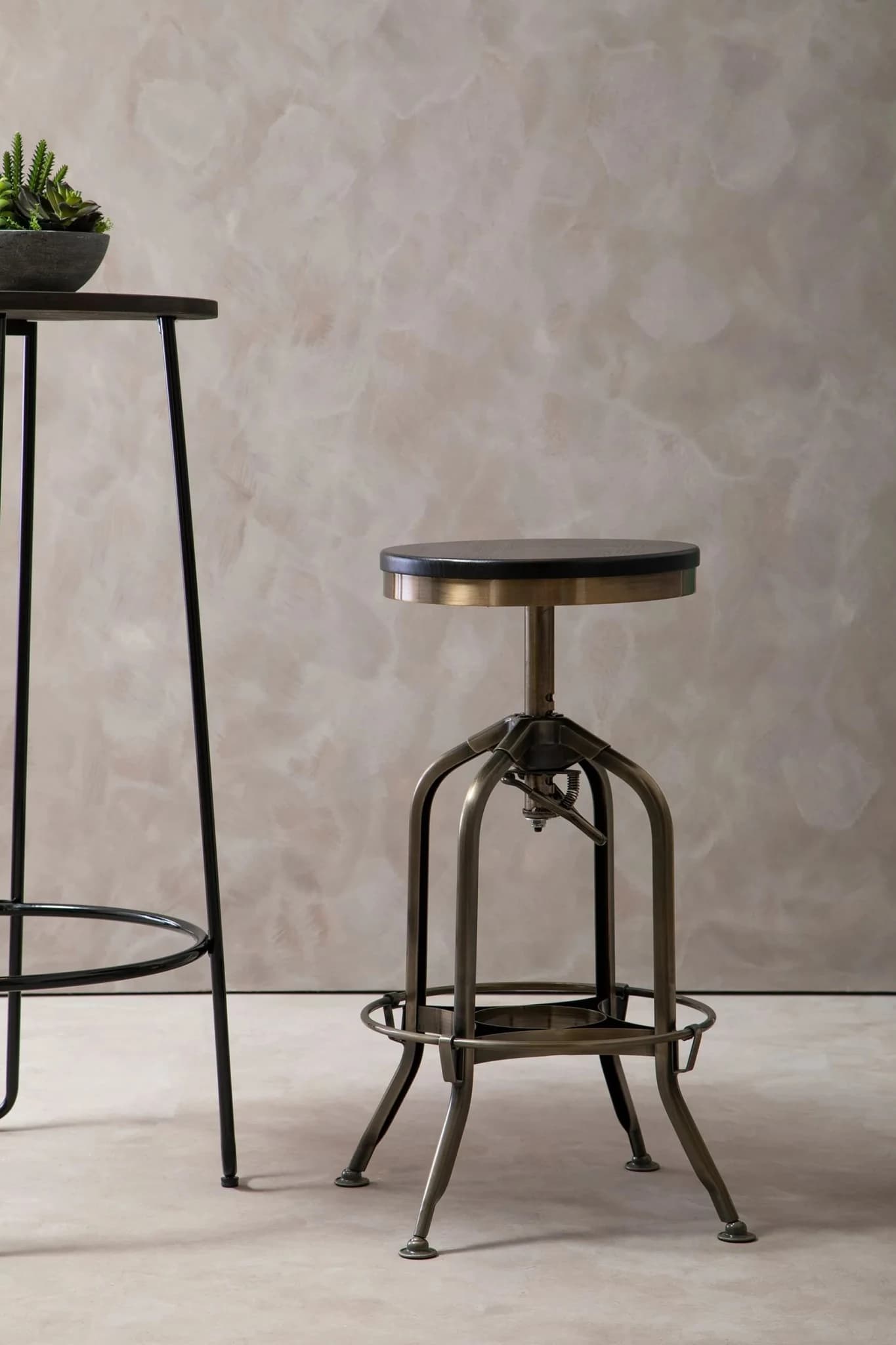 Gator Brass Finish and Ash Wood Adjustable Bar Stool - Seating, photo 2 of 6