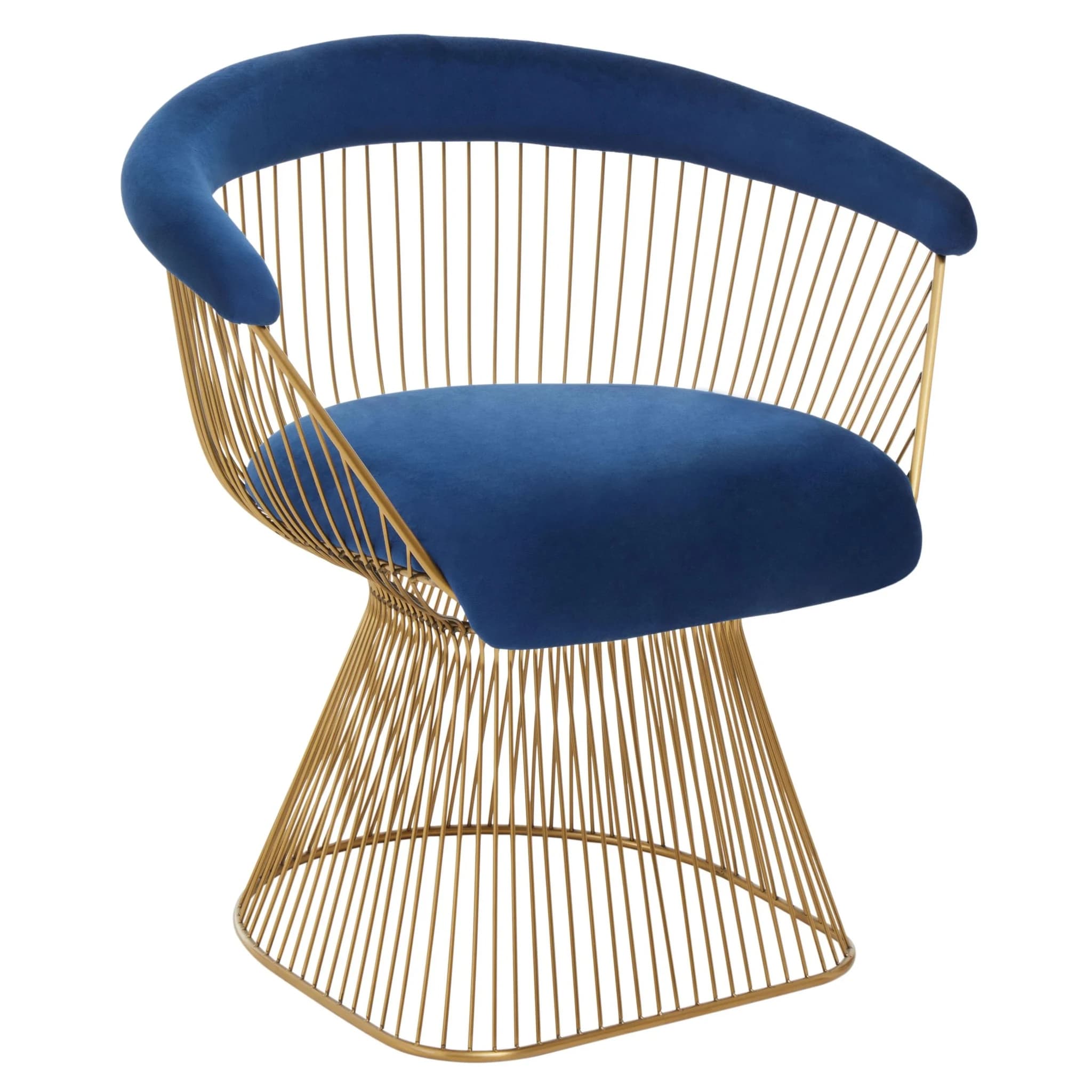 Anzio Navy Blue Velvet And Brushed Gold Chair - Seating, photo 4 of 8