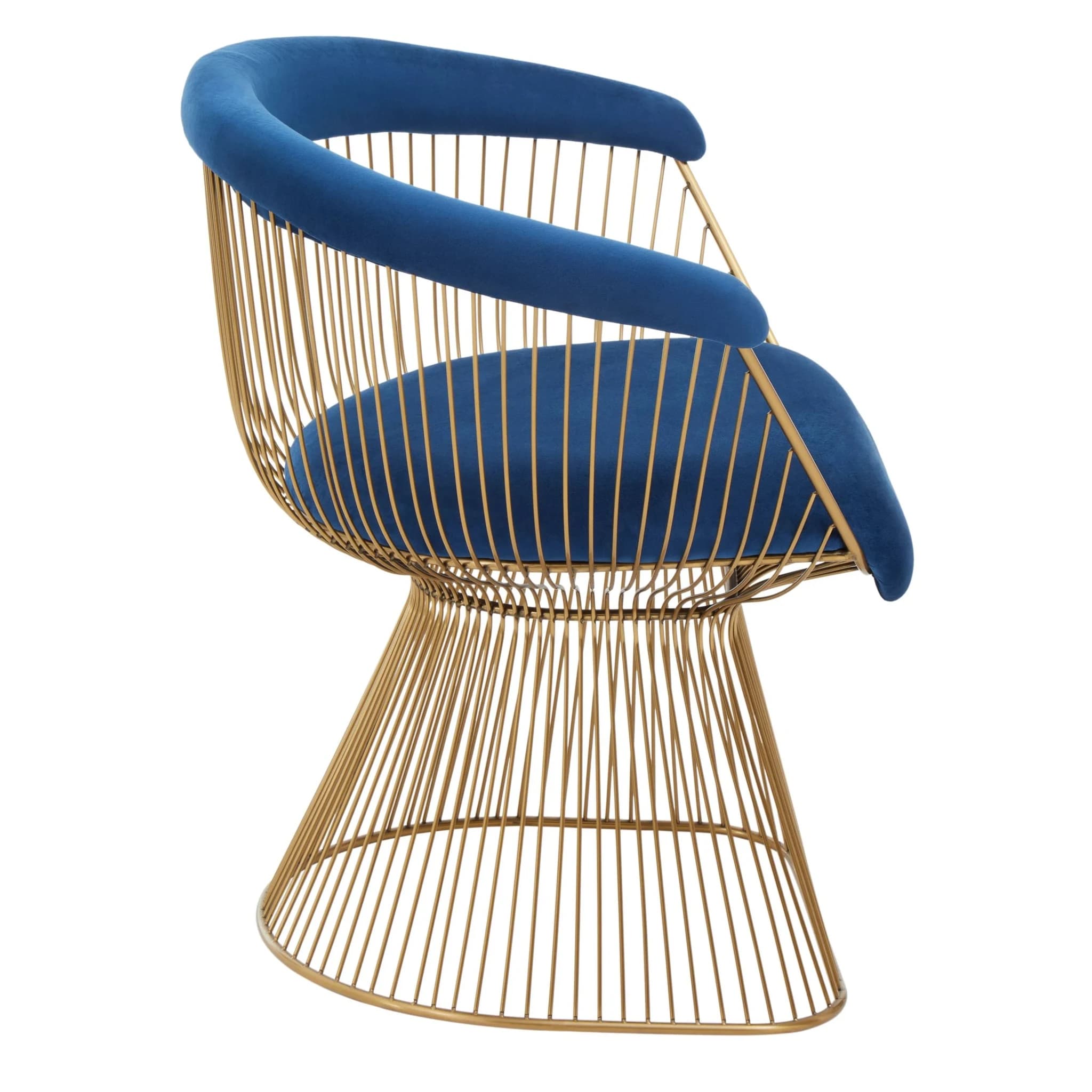 Anzio Navy Blue Velvet And Brushed Gold Chair - Seating, photo 3 of 8