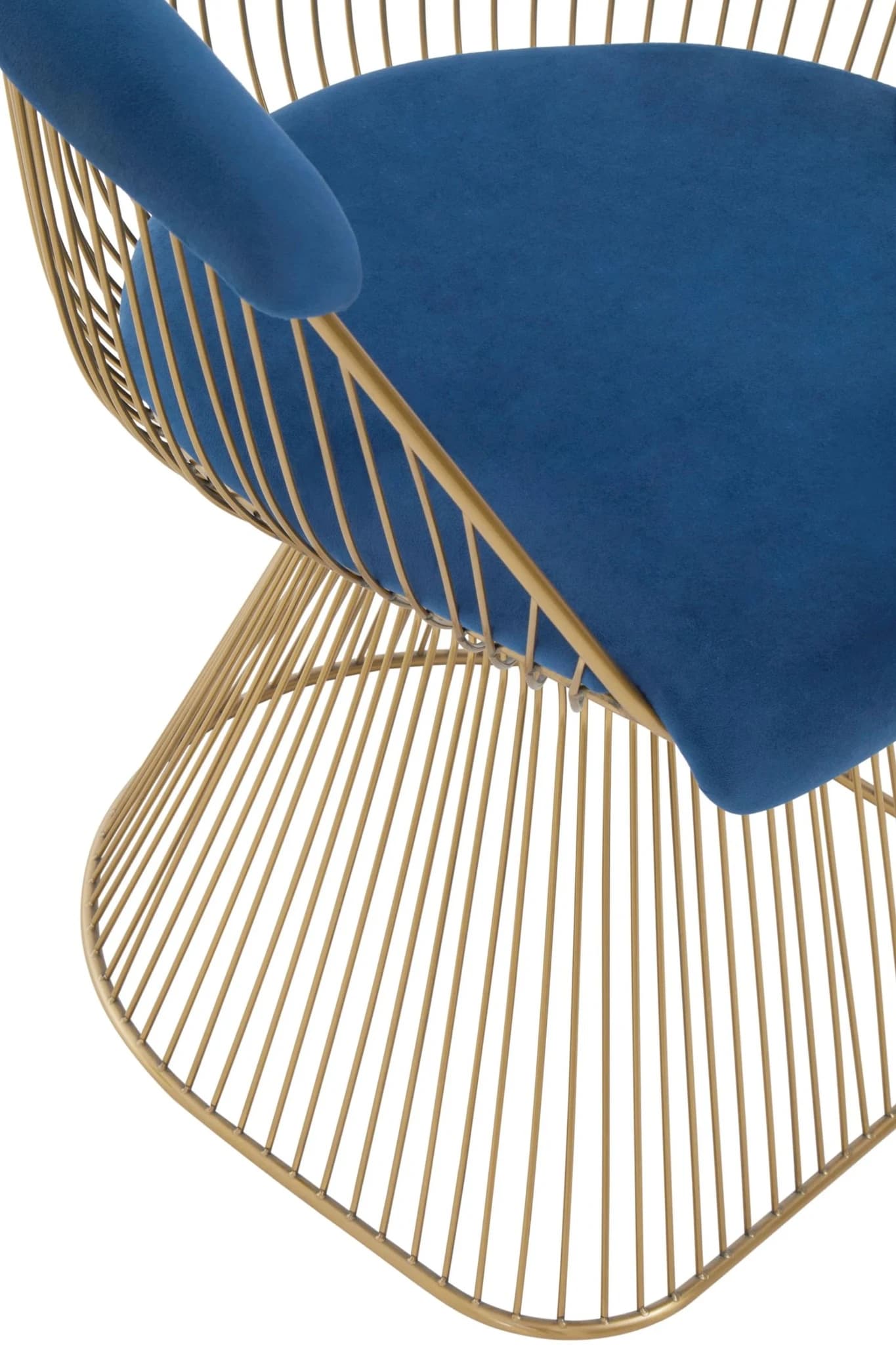 Anzio Navy Blue Velvet And Brushed Gold Chair - Seating, photo 6 of 8