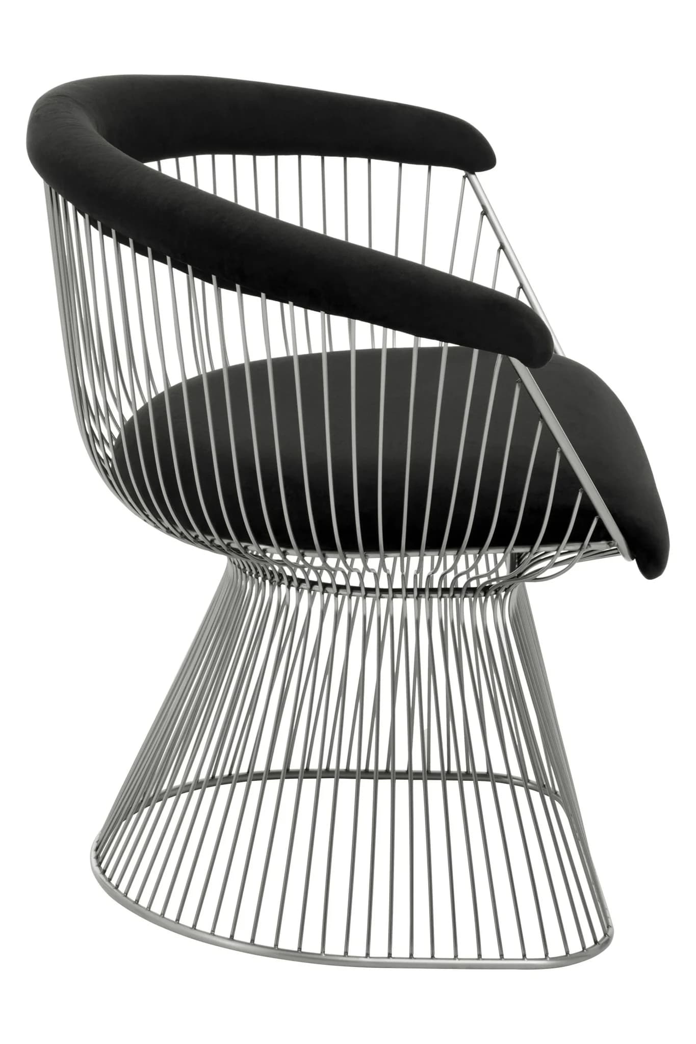 Anzio Black Velvet And Brushed Silver Chair - Seating, photo 3 of 8