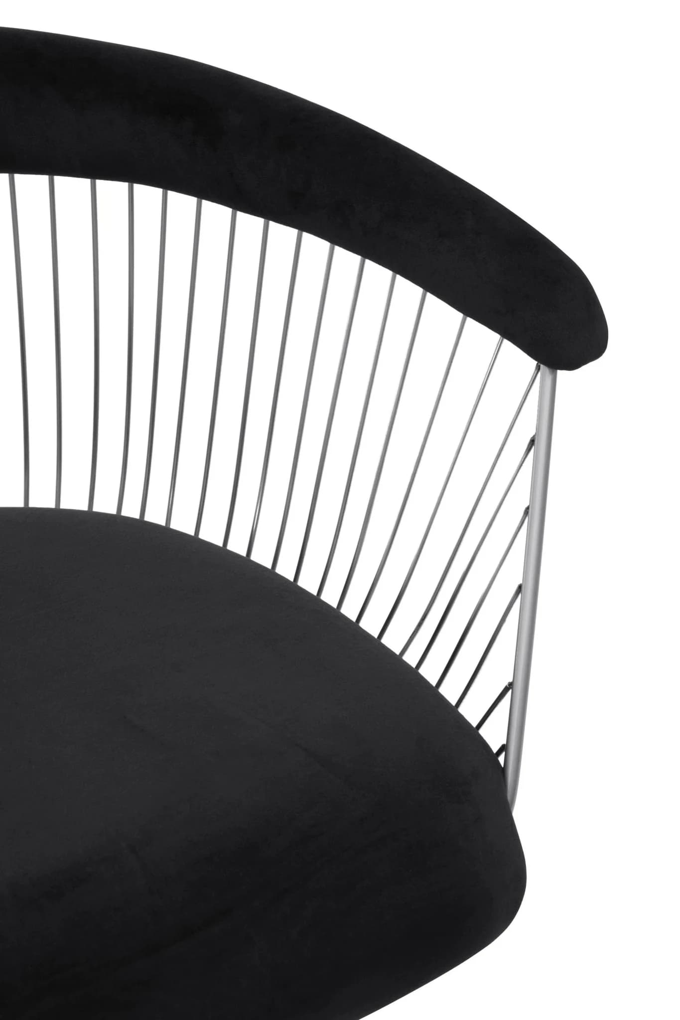 Anzio Black Velvet And Brushed Silver Chair - Seating, photo 8 of 8