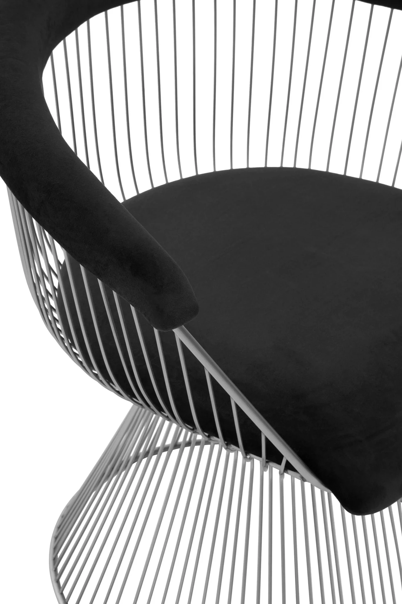 Anzio Black Velvet And Brushed Silver Chair - Seating, photo 6 of 8