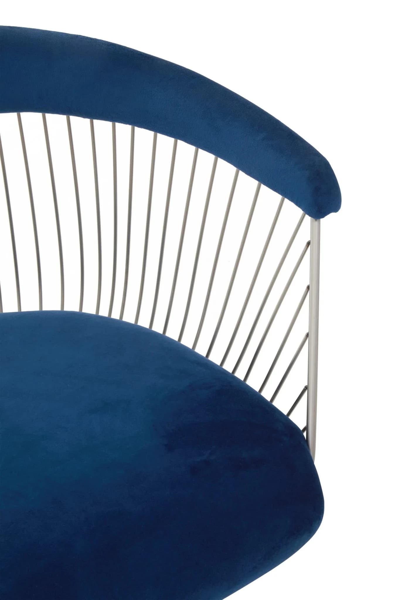 Anzio Navy Blue Velvet And Brushed Silver Chair - Seating, photo 8 of 8